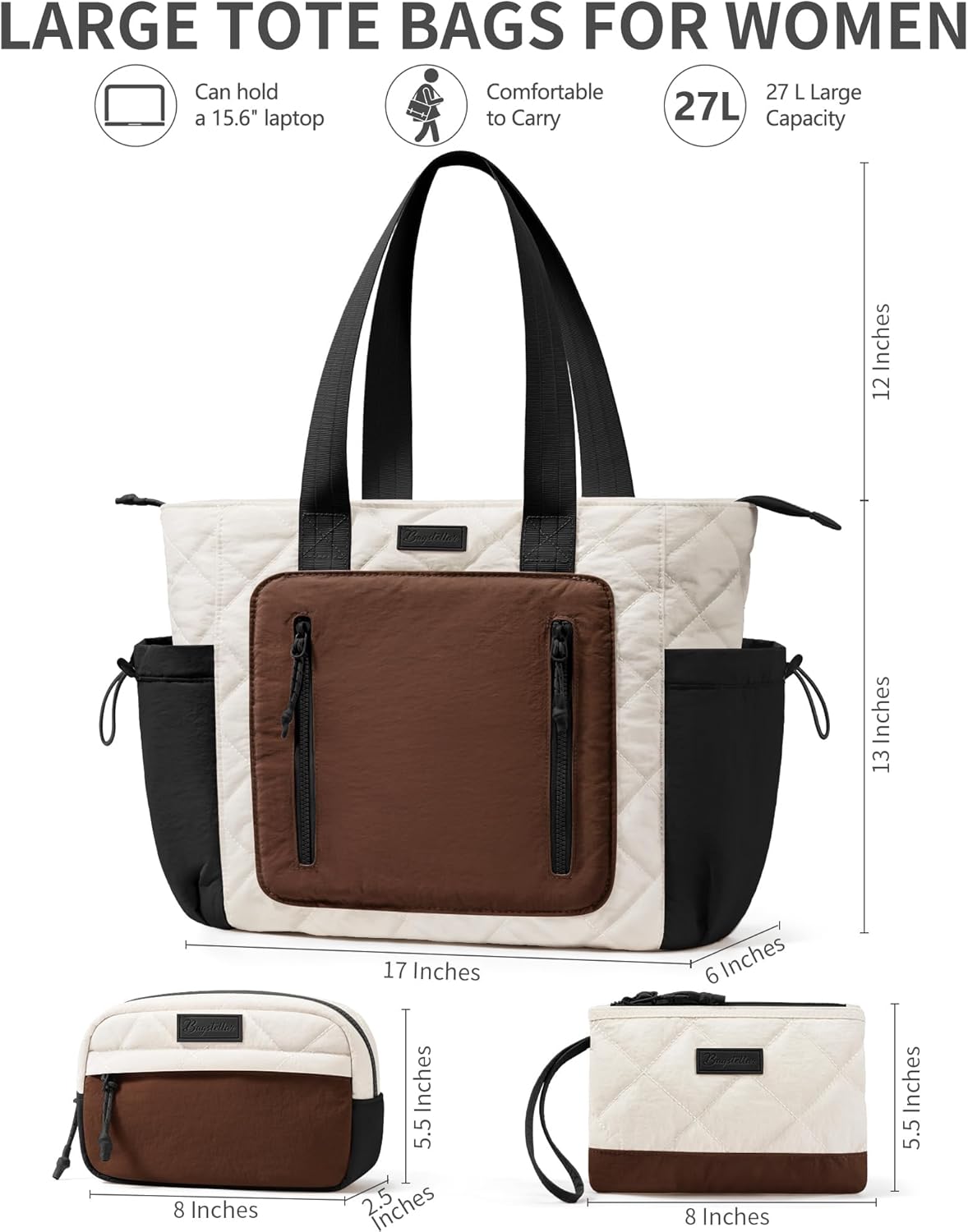 Puffer Tote Bag for Women, Lightweight Puffy Work Laptop Handbag Teacher Nurse Quilted Shoulder School Daily Travel Gym Bags