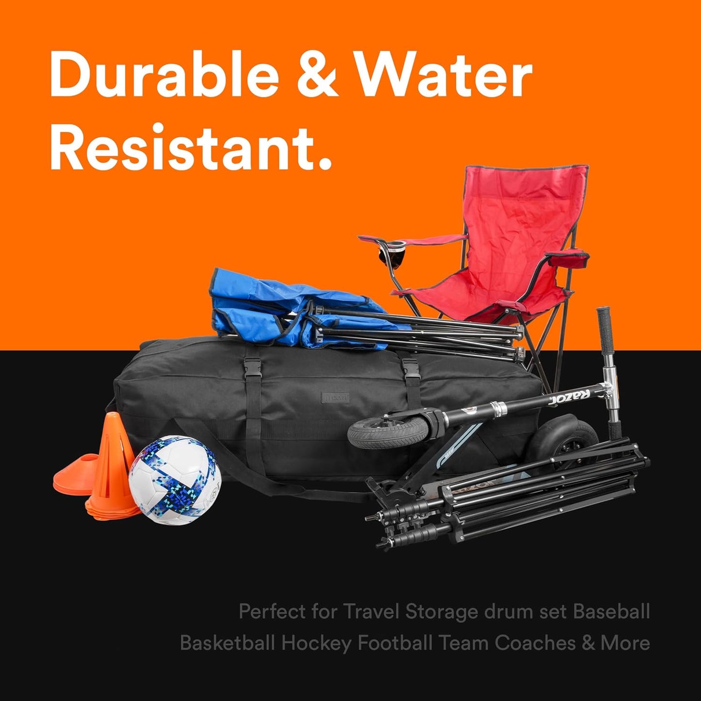 Fitdom 106L 45" Heavy Duty Extra Large Duffle with Upgrade Zipper, Durable & Water Resistant. Perfect as Camping Bag Travel Storage Tent Storage Sports Equipment Bag For Coaches & More