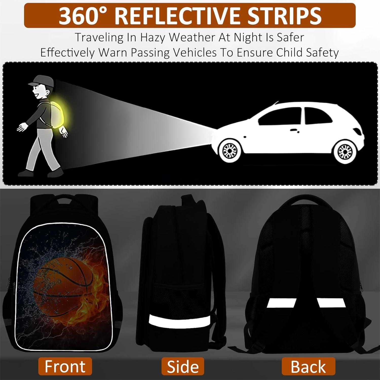 School Backpack for Boys - 4pcs American Football Boys Backpack with Lunch Box Set for Kids