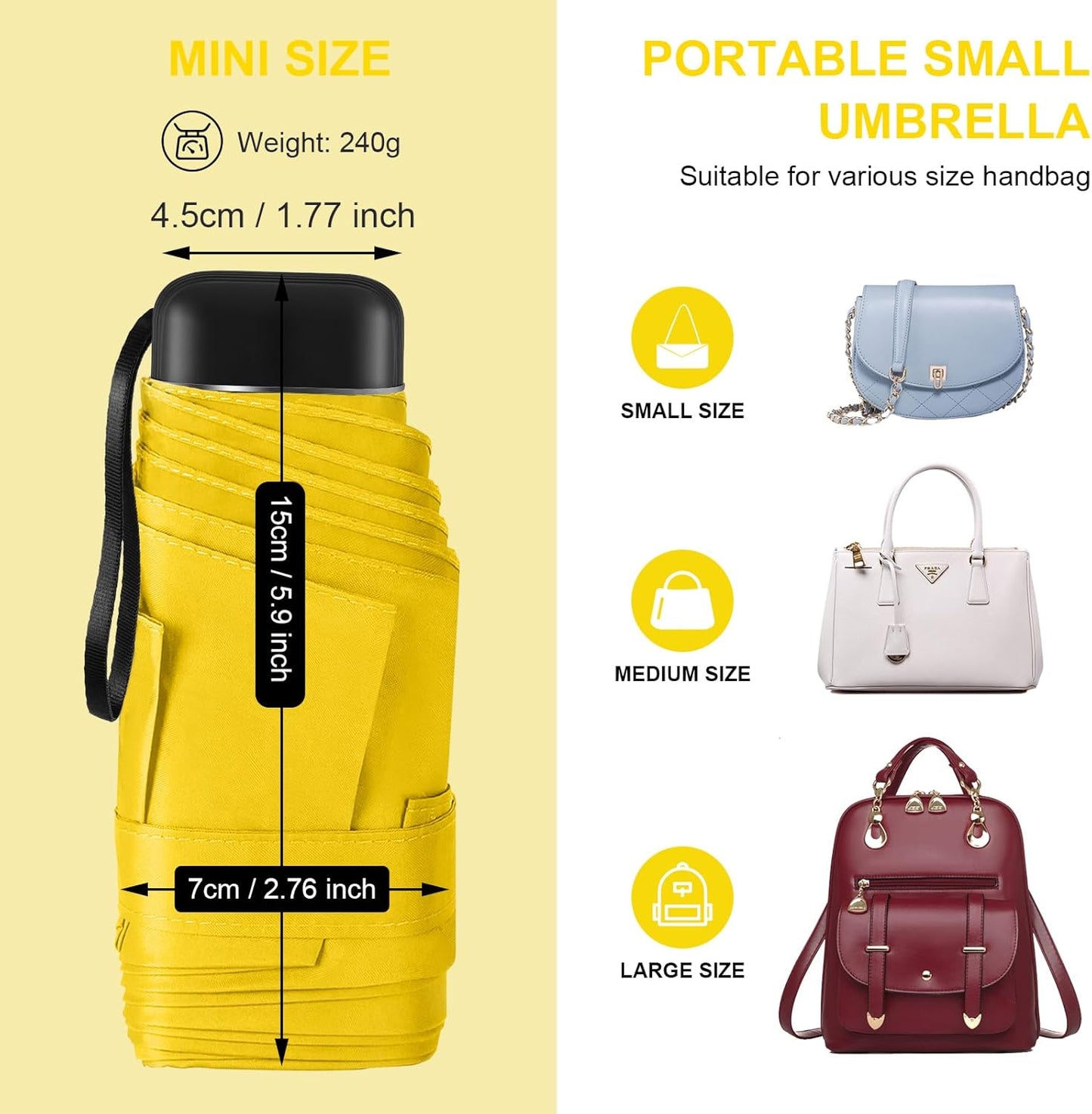 LEAGERA Compact Travel Umbrella with Case - Mini Umbrella for Purse, Small Lightweight &Tiny Design Perfect for Parasol Outdoor Sun&Rain Umbrellas