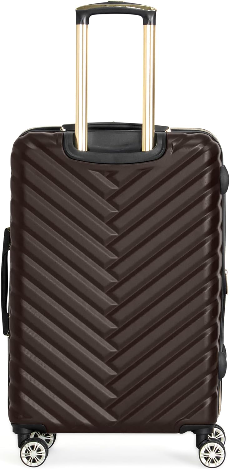 Kenneth Cole REACTION Women's Madison Square Hardside Chevron Expandable Luggage, Chocolate Brown, 24-Inch Checked