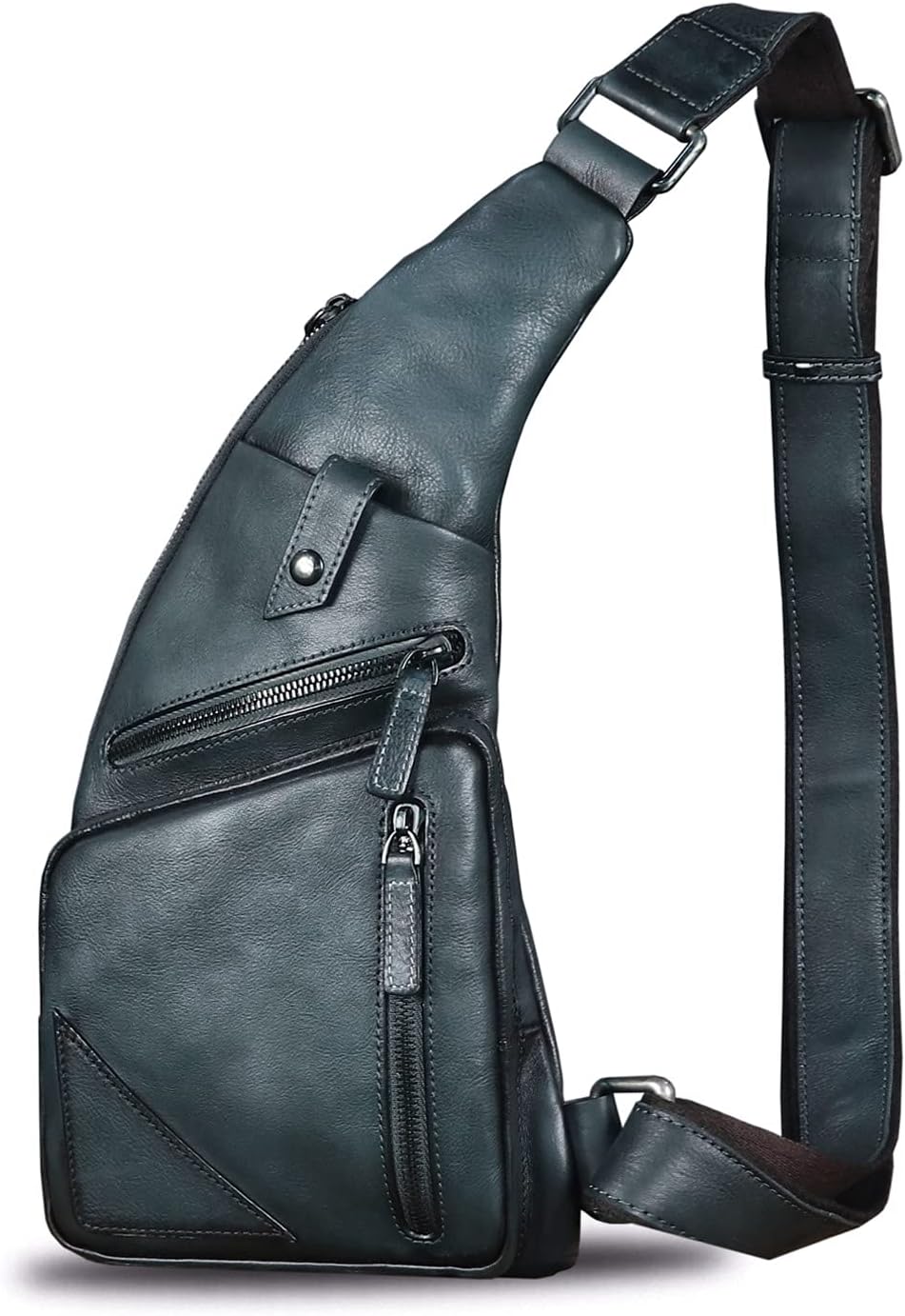 Genuine Leather Sling Bag for Men Vintage Handmade Crossbody Daypack Hiking Backpack Retro