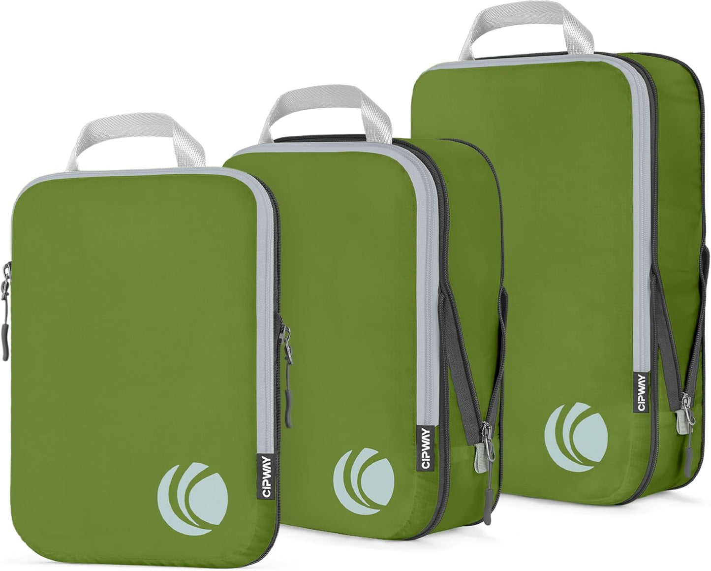 Cipway Compression Packing Cubes Set, Ultralight Expandable Travel Packing Organizers for Carry on Luggage (Green 3pcs)