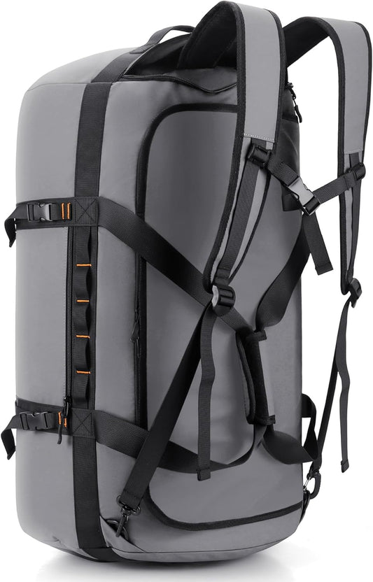 40L/60L/90L Large Waterproof Duffle Bag Backpack for Men, Mens Duffel Backpack Bags for Traveling, Heavy Duty (Grey, 90L)