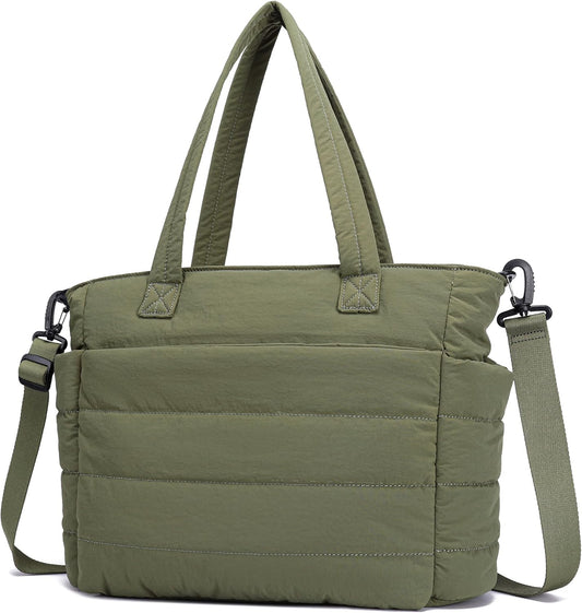AOCINA Puffy Tote Bag for Women Quilted Work Bag Nurse Bags Women's Handbags for Travel