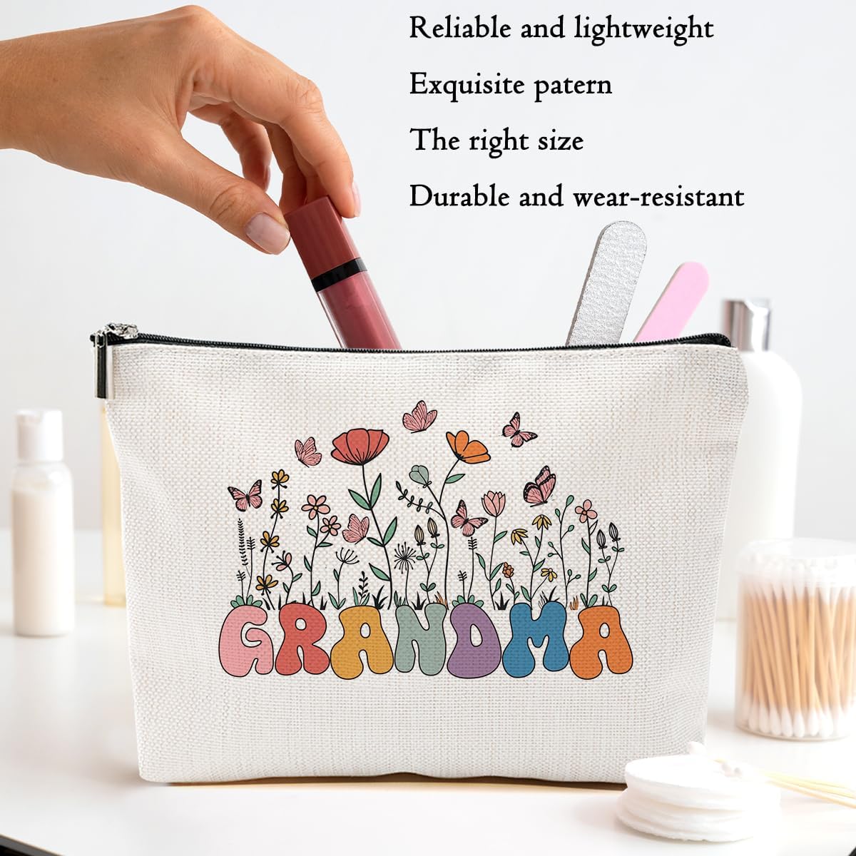 Gifts for Grandma Makeup Bag, Mothers Day Cosmetic Bag Grandmother Gifts for Granny Nana Gigi Appreciation Grandma Gift, Birthday Gift, Christmas Makeup Pouch Toiletry Zipper Bags, Organizer