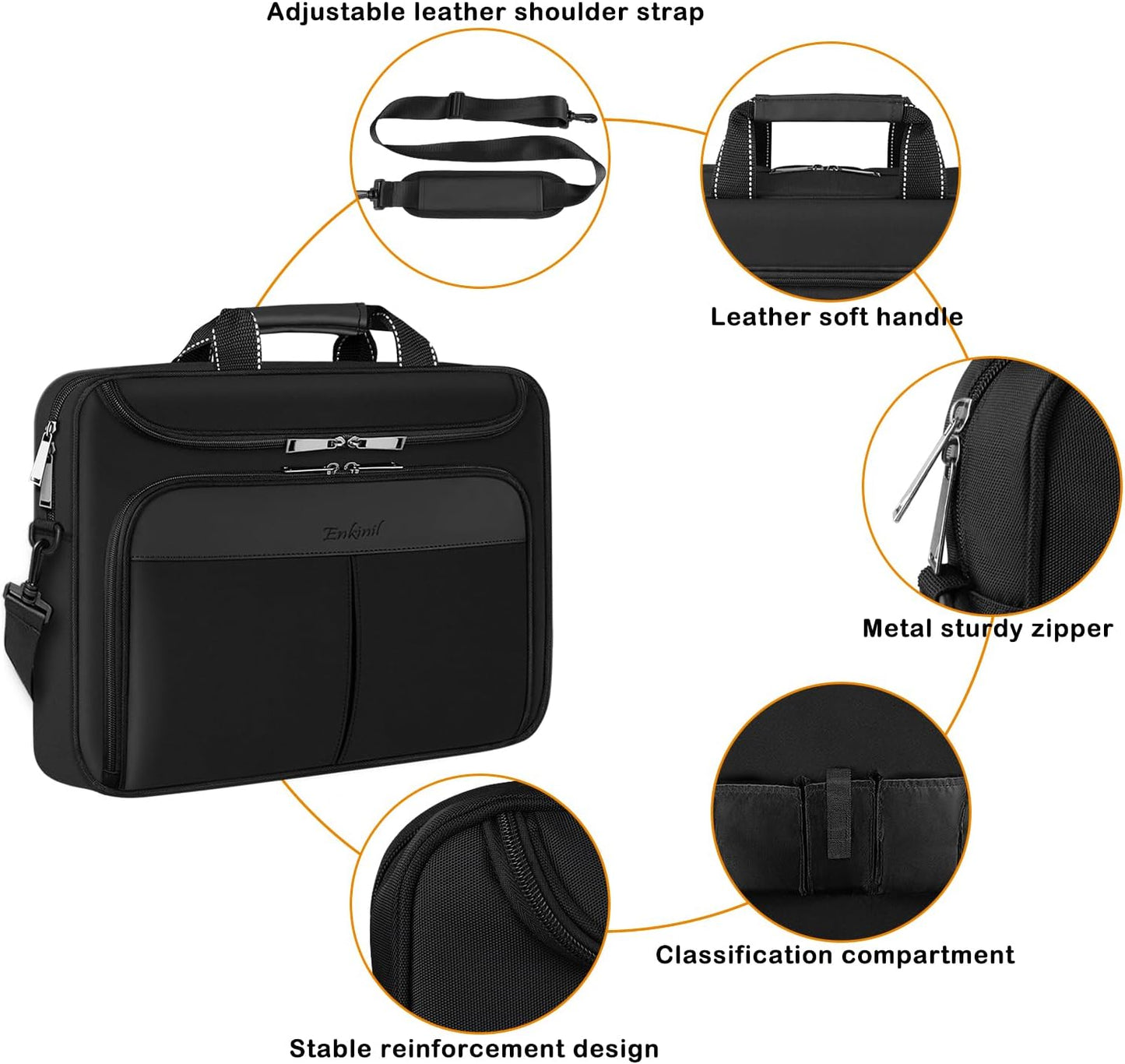 15.6-16.2 inch Waterproof Protective Laptop Messenger Briefcase with Adjustable Shoulder Strap Men