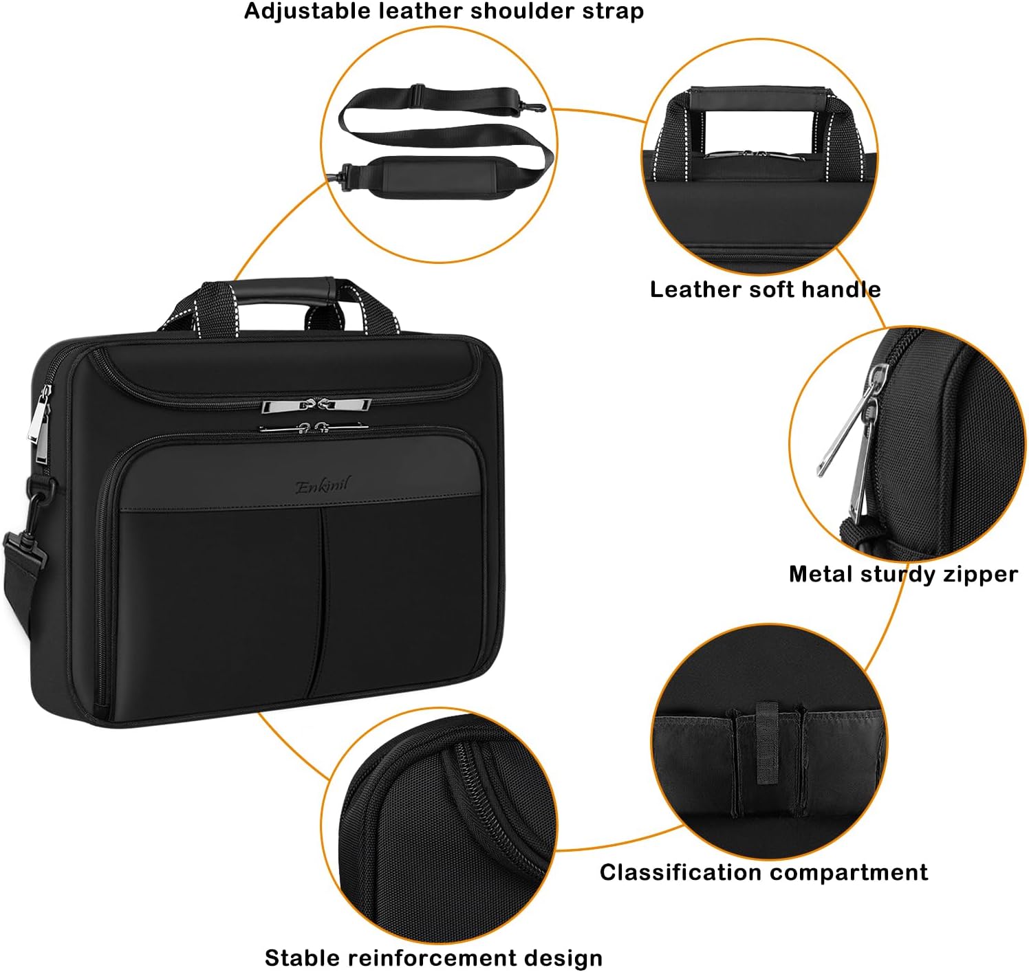 15.6-16.2 inch Waterproof Protective Laptop Messenger Briefcase with Adjustable Shoulder Strap Men