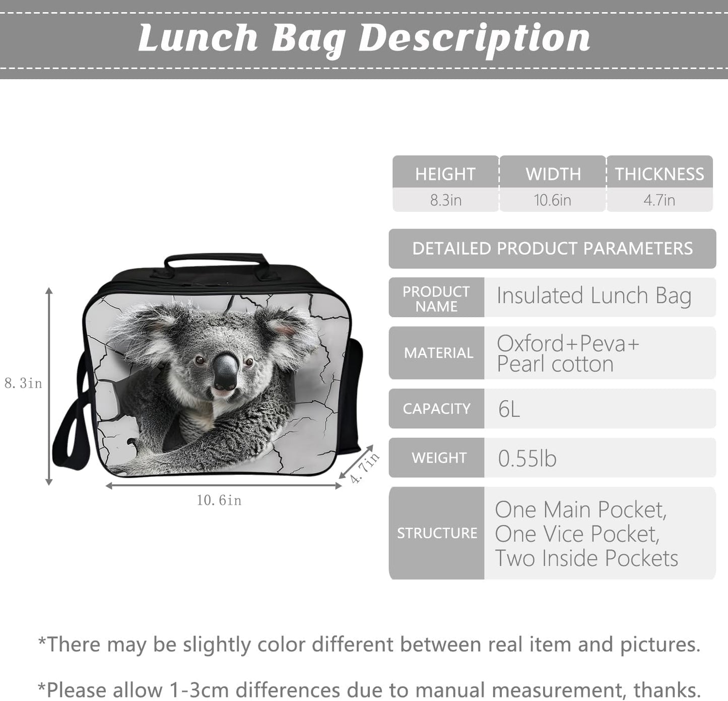 Koala Backpack Kids Bookbag 16inch Schoolbag With Lunch Box Bag And Pencil Case Set For Boys Girls