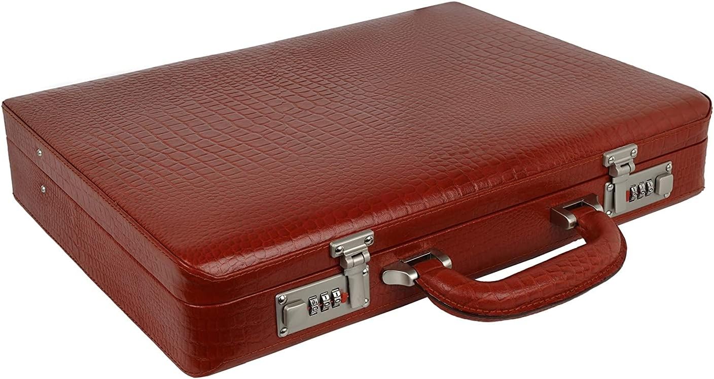 Full Grain Leather Briefcase Attache Case For Unisex Size L17xW3xH12 Inches Briefcase Bag