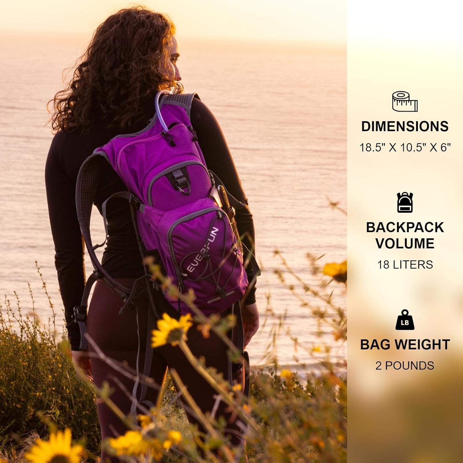 Everfun Hydration Backpack 18L with Water Bladder 2L/3L Hiking Water Backpack Women Men Hydration