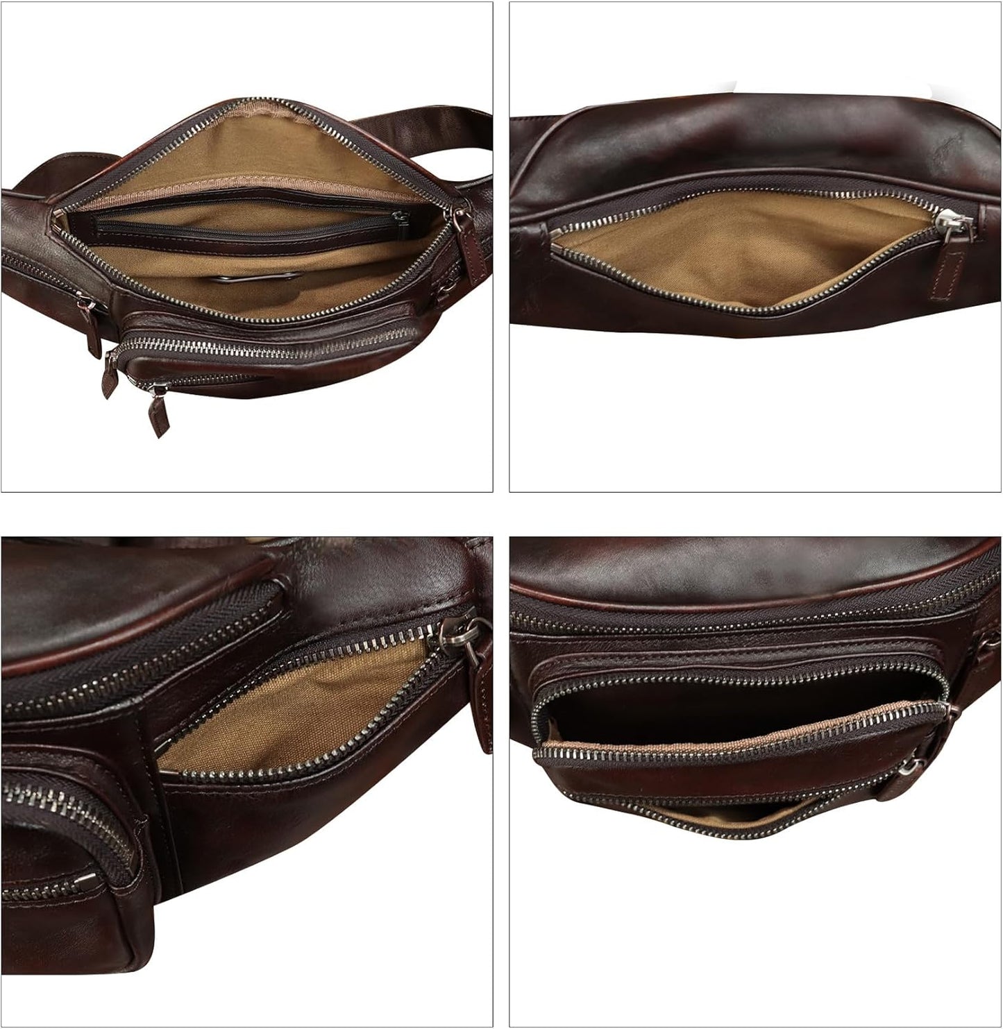 Genuine Leather Fanny Pack for Women and Men Vintage Handmade Leather Waist Bag Sling Bag Backpack Purse Crossbody Bags (Coffee)