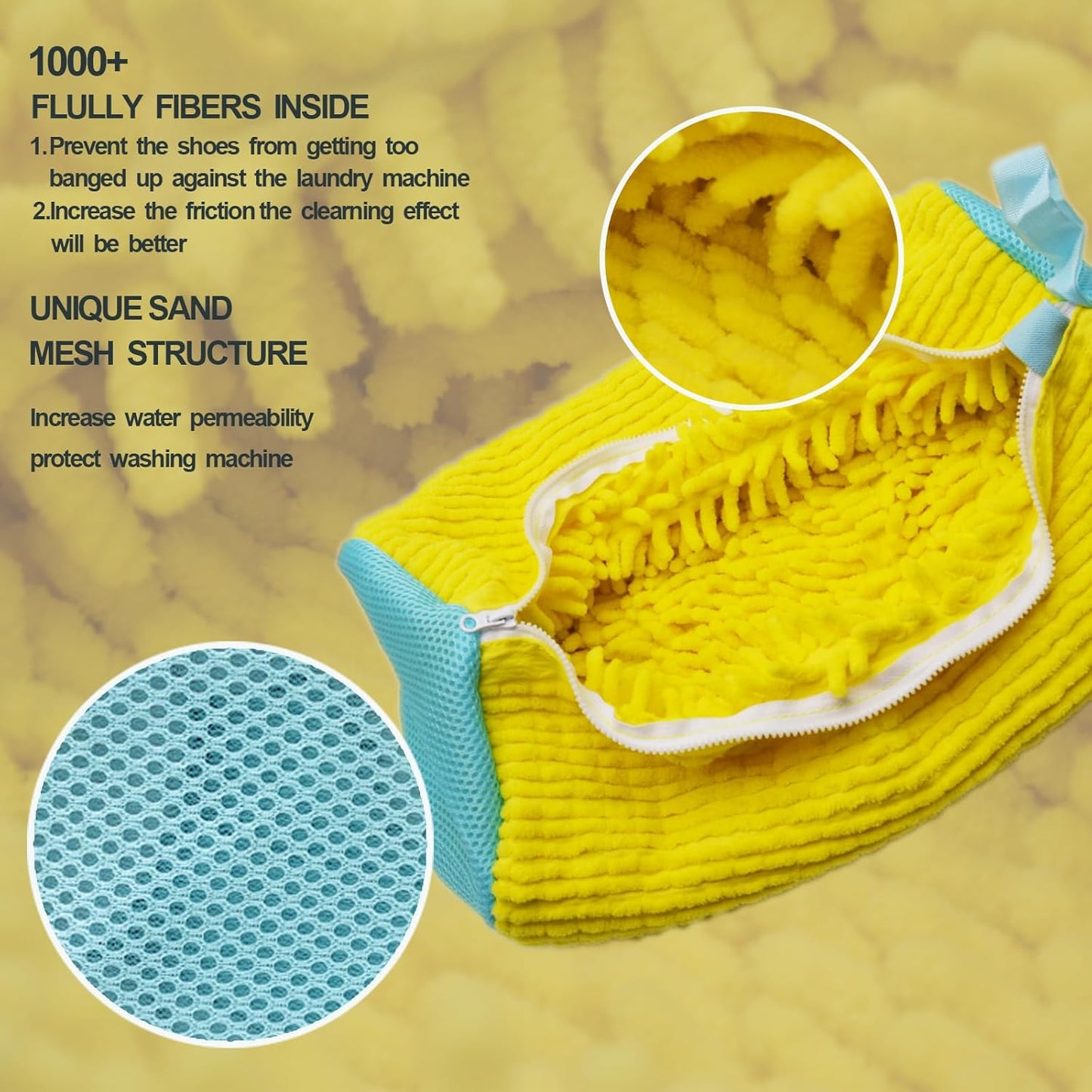 Shoe Laundry Bag for Washing Machine, 2pcs Sneaker Cleaning Bags with Microfiber Lining, Reusable Shoe Wash Bags for Washer & Dryer, Protective Laundry Mesh Bags for Shoes