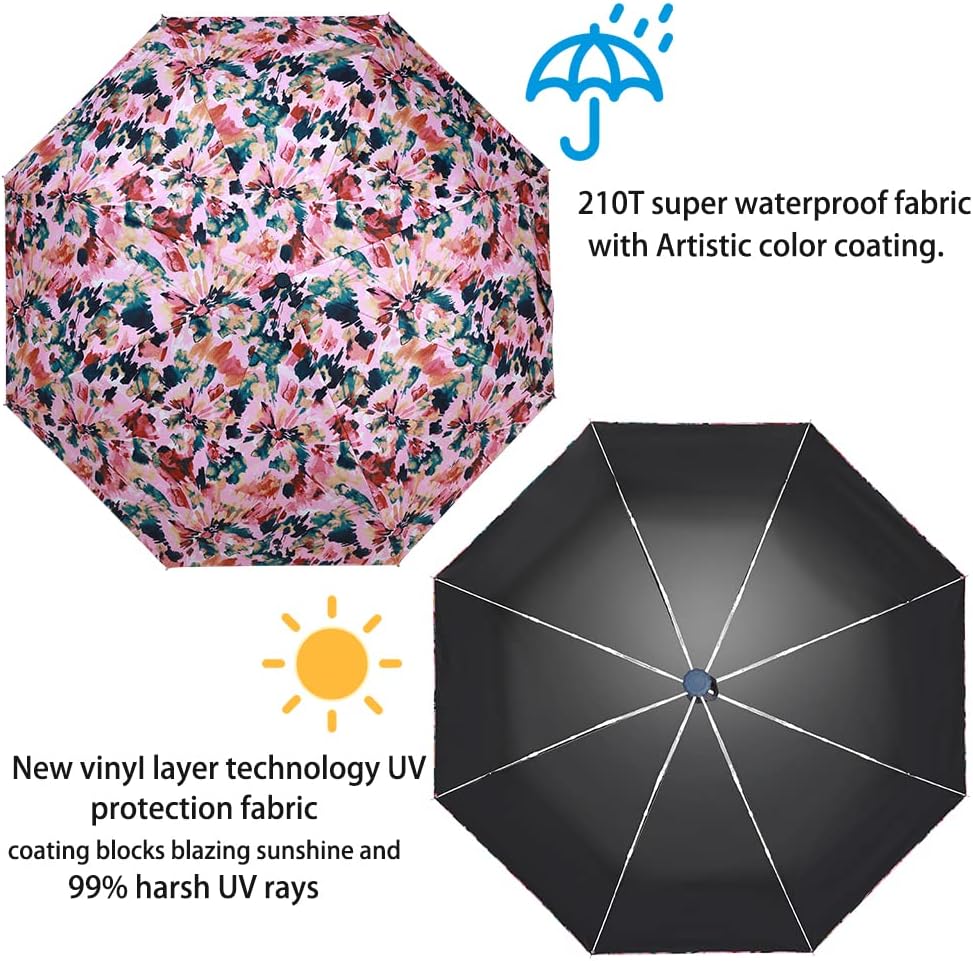 FDJASGY UV Sun Umbrella Compact Folding Travel Umbrella Auto Open Close Compact Folding Rain