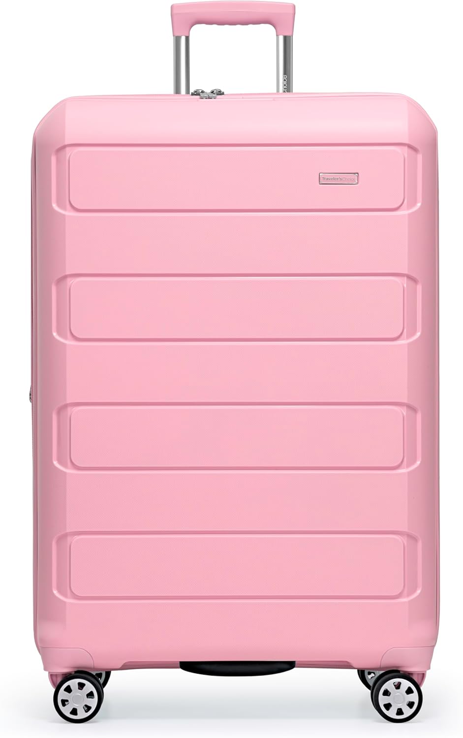 Traveler's Choice Pagosa Indestructible Hardshell Expandable Spinner Luggage, Pink, 26-Inch Medium