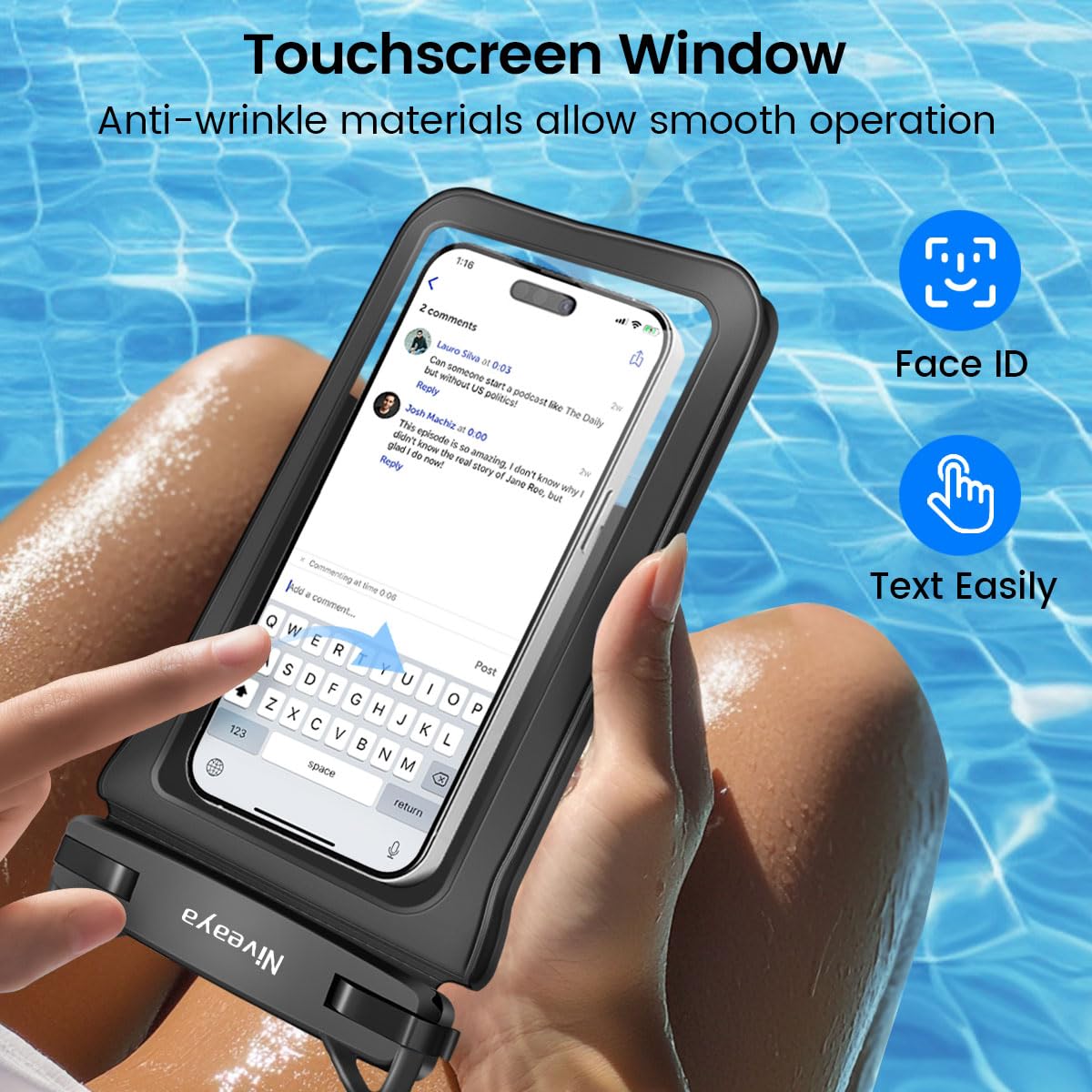 Niveaya IPX8 Double Space Waterproof Phone Pouch (up to 8.3") -2 Pack Waterproof Phone Case with