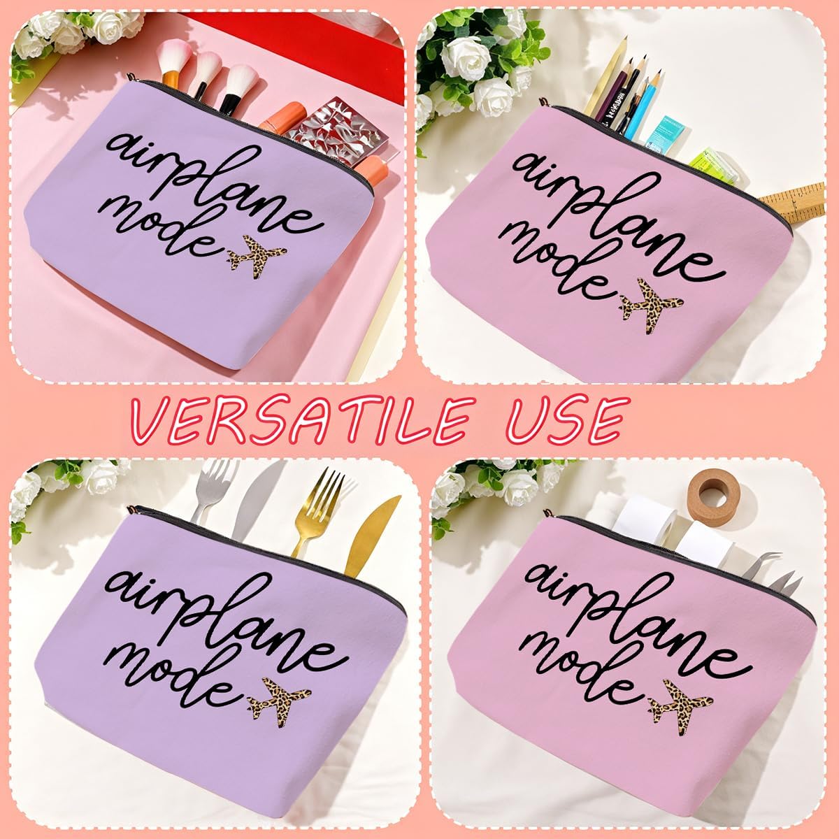 2PCS Pilot Gift Airplane Mode Makeup Bag flight attendant accessories flight attendant gifts airplane travel makeup bag Easter, Mother's Day, Nurses' Day, Christmas gifts for friends and sisters