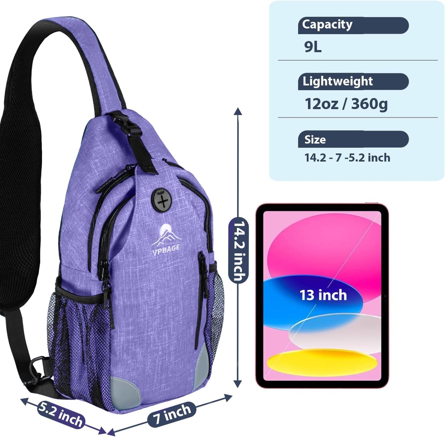Sling Bag, Crossbody Bag for Men, Cross Body Hiking Backpack, Travel Daypack, Chest Pack with Chest Phone Holder