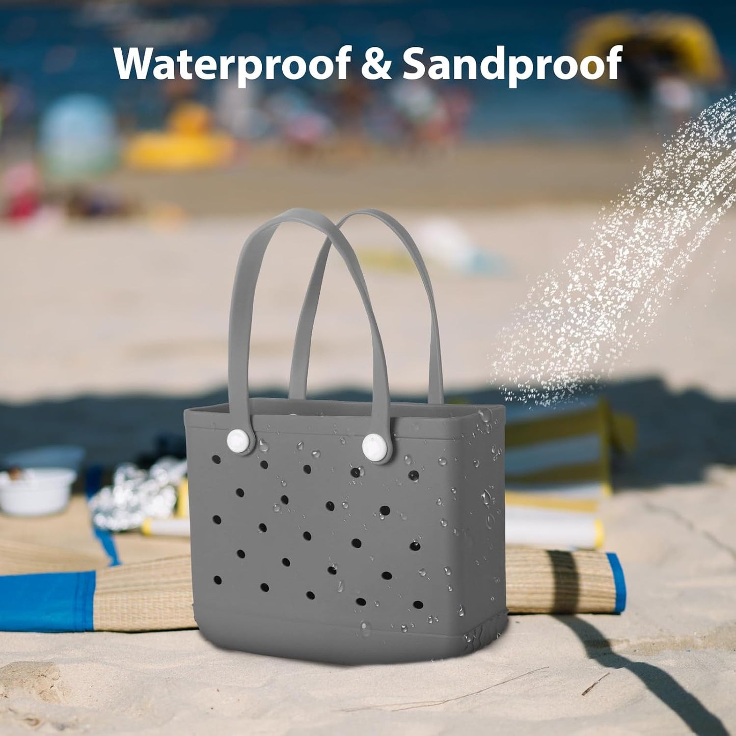 Medium Rubber Beach Bag for Men & Women, Large Capacity Rubber Travel Tote Bag for the Beach Boat Pool