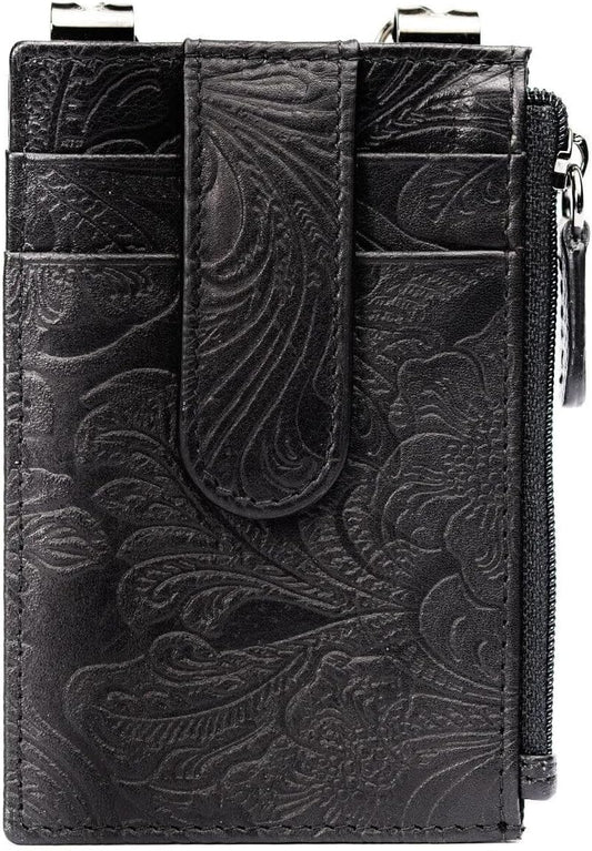RFID Blocking Boot Wallet with Security Chain & Zipper Lock – Genuine Leather Wallets for Men, Travel Wallets Women, Minimalist Leather Card Holder