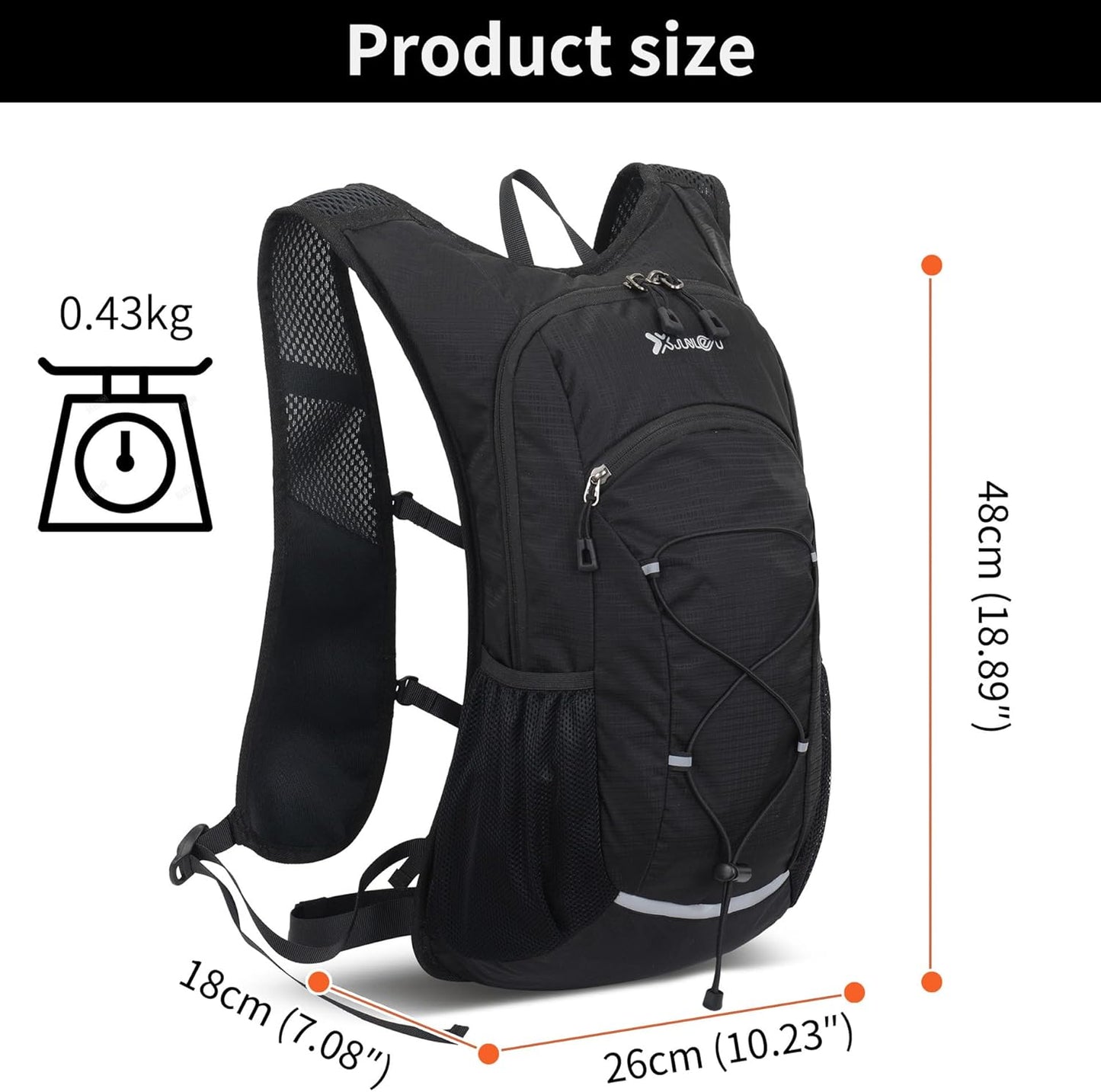 DOJUNS Hiking Backpack Lightweight Travel Backpack 20L Waterproof Hiking Daypacks Camping Backpack for Men Women (Black)