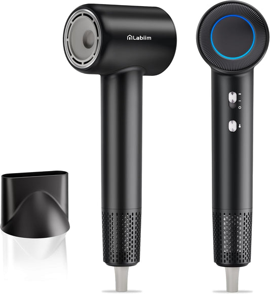 Hair Dryer, High-Speed Ionic Low Noise Blow Dryer with Brushless Motor for Fast Drying, Thermo-Control Quiet Compact Hair Blow Dryer, Hairdryer with 1 Nozzle Attachments for Home Salon Travel
