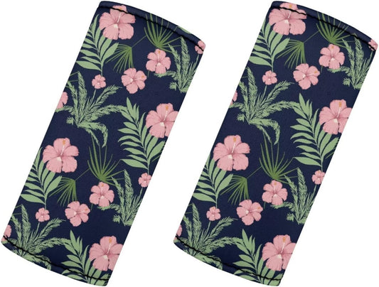 Pink Flowers Luggage Identifier for Suitcase 2 Pcs Luggage Handle Protection Sleeve Cover Set Neoprene Suitcase Protective Handle Cover Washable and Portable