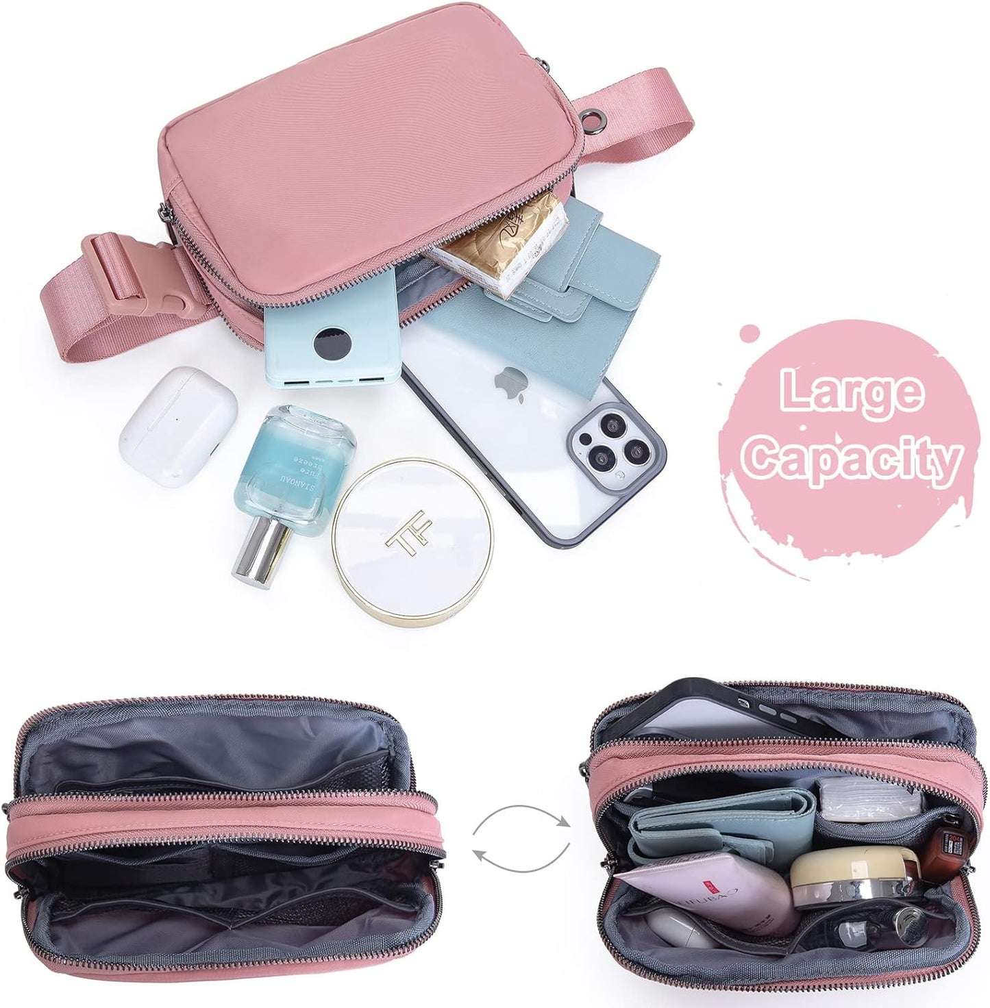 AROME Mini Belt Bag for Women, Fashion Waist Packs Fanny Pack Crossbody Bags with Strap Extender for Women Men, Waterproof Waist Bag Hip Bum Bag for Casual Travel Running Hiking Outdoor Sports