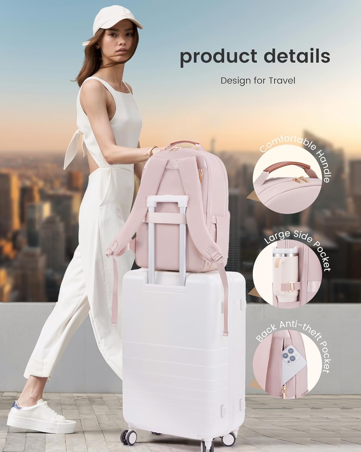 LOVEVOOK Laptop Backpack for Women, 15.6" Work Backpack Purse, Travel Personal Item Bag, Carry On Business Computer Bag, Casual Daypack for Office, School, or Gift, Apricot Brown