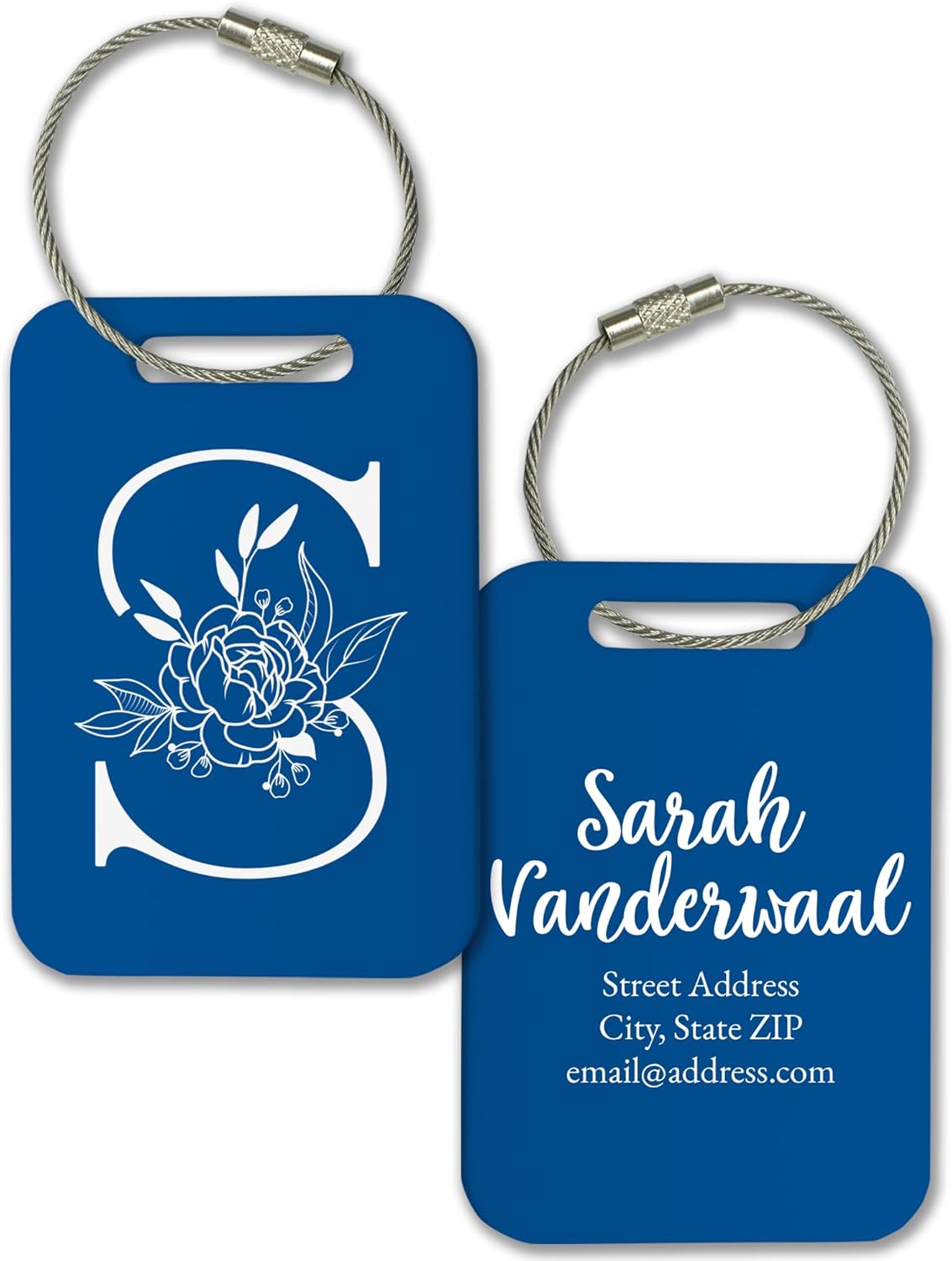 Personalized Monogram Name Tag for Luggage (3 or 6 Count Pack) | Custom Tag for Suitcase | Acrylic Name Tag for Travel | Choose Your Font & Color | Backpack ID Label (Monogram, Sky Blue)