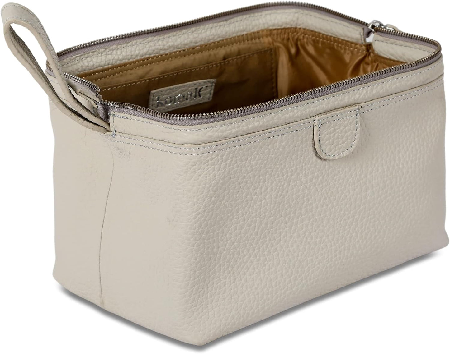 KomalC Premium Buffalo Leather Toiletry Bag for Men & Women – Leather Dopp Kit With Water resistant Lining, Premium Toiletry Travel Pouch, Unisex Wash Bag for Toiletries, Gifts for Men and Women