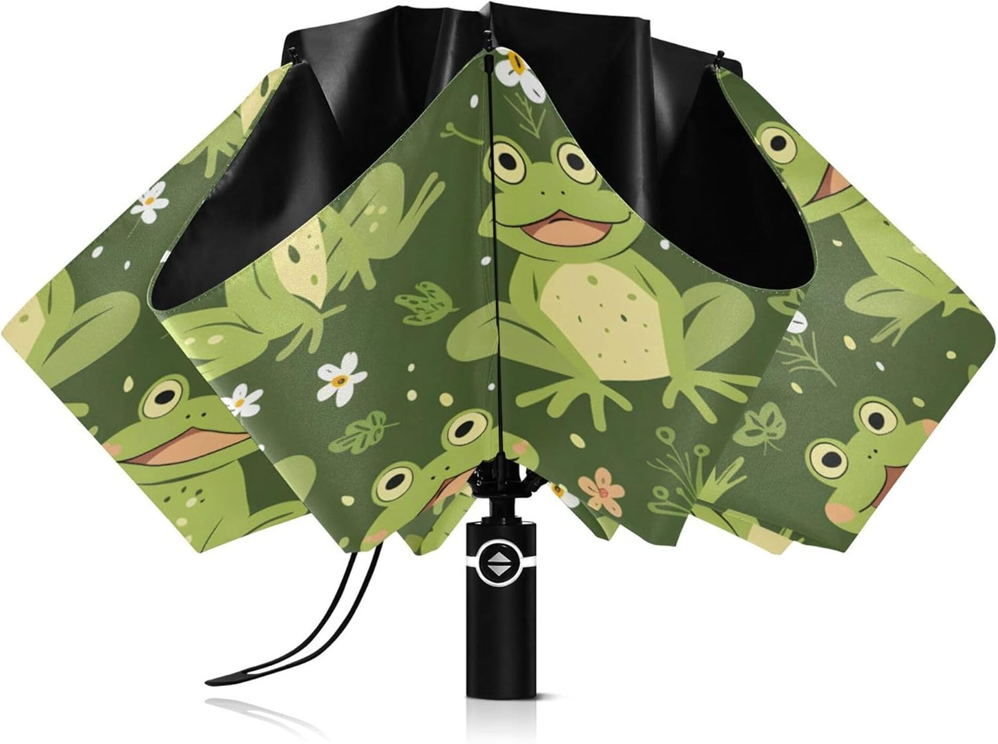 Automatic Folding Umbrella Windproof Strong, UV Protection Compact Black Gothic Moon Spider Webs and Bats Sun Rain Sun Rain Travel Umbrellas for Women Men
