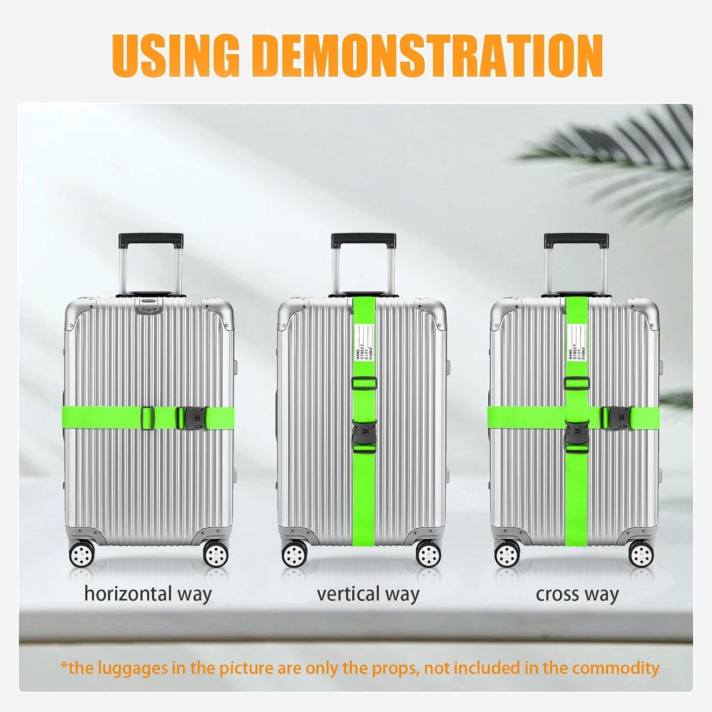 BILIONE Luggage Straps TSA Approved Add a Bag Premium Accessory for Travel Bag Closure (Vivid Orange, 2)
