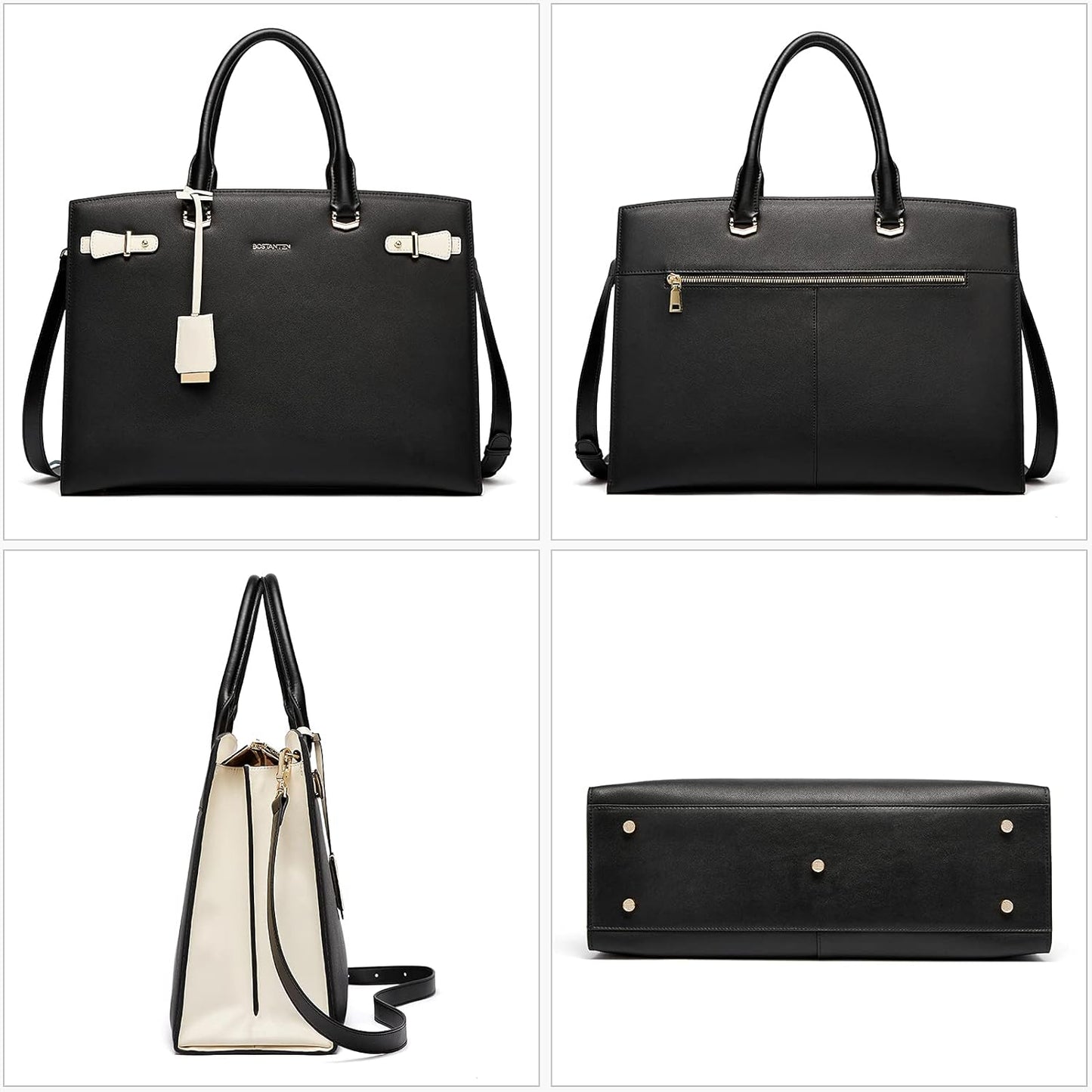 BOSTANTEN Briefcase for Women 15.6 Inch Genuine Leather Laptop Briefcase Shoulder Work Tote Bag