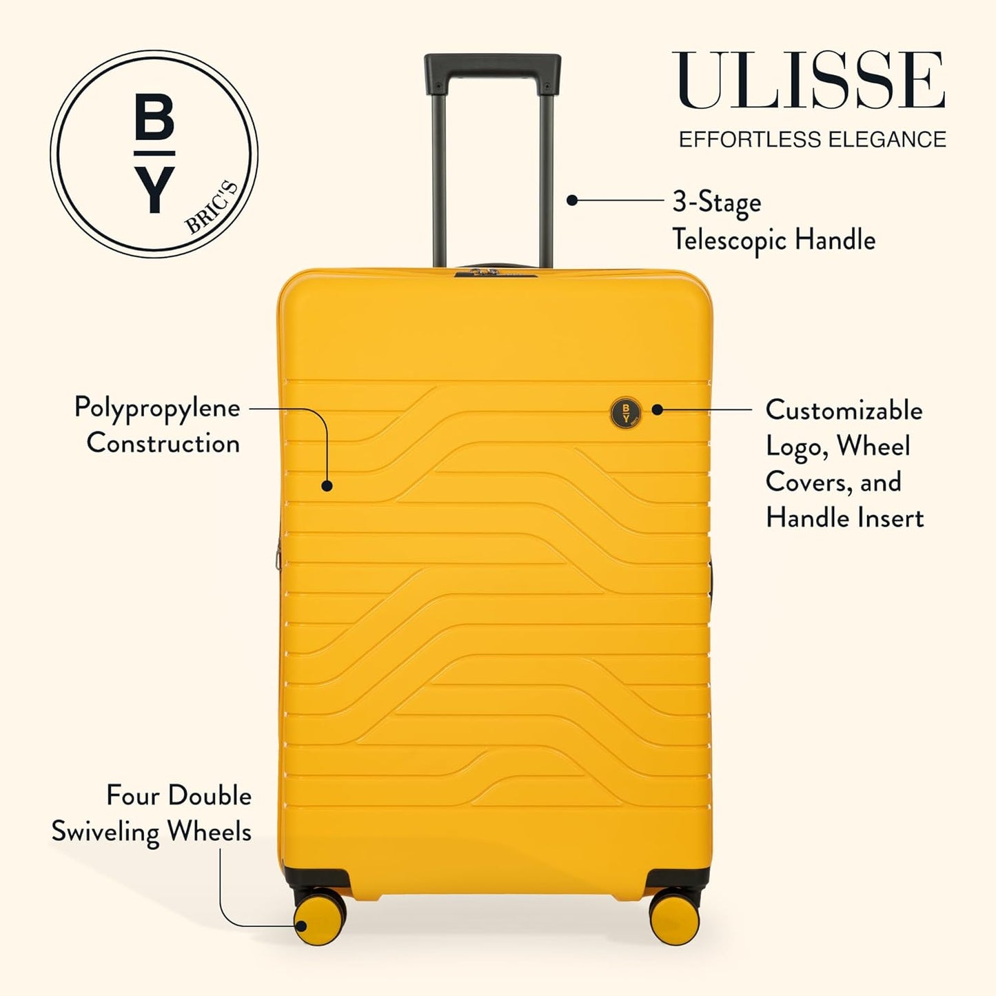 Bric's B|Y Ulisse Spinner Suitcase, Expandable Hard Shell Luggage with TSA Lock and Smooth 360°