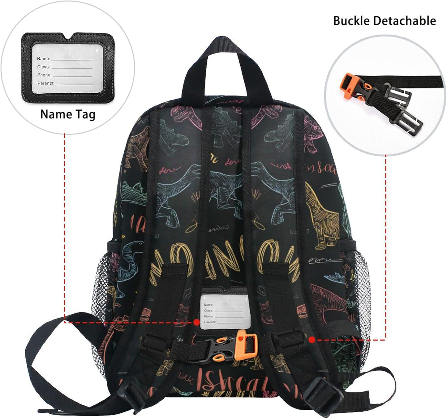Custom Childish Dinosaur Preschool Backpack for Toddler Boy Girl,Personalized Backpack with Name