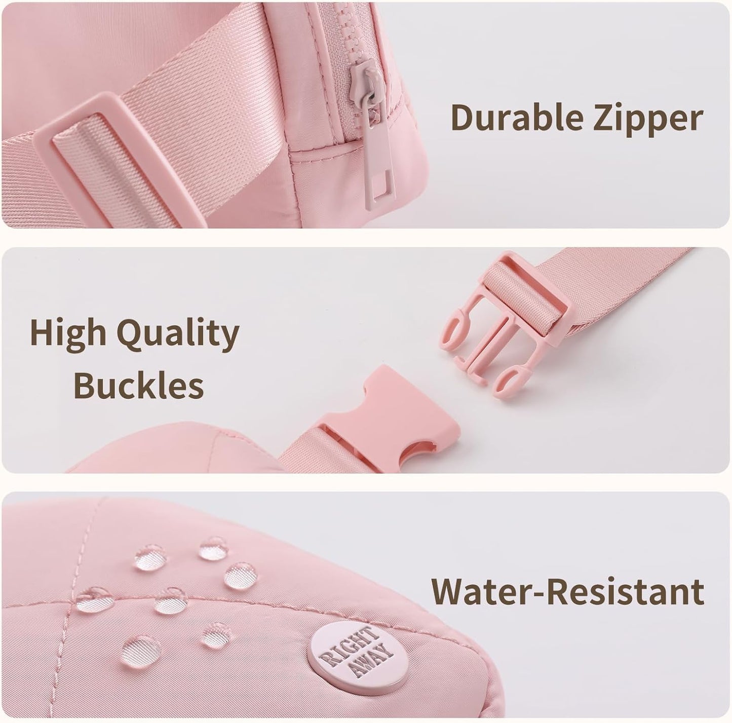 Fanny Packs for Women，Waterproof Belt Bag Bum Bags for Crossbody，Fashion Waist Packs with Adjustable Strap for Traveling, Hiking, Running（Pink）