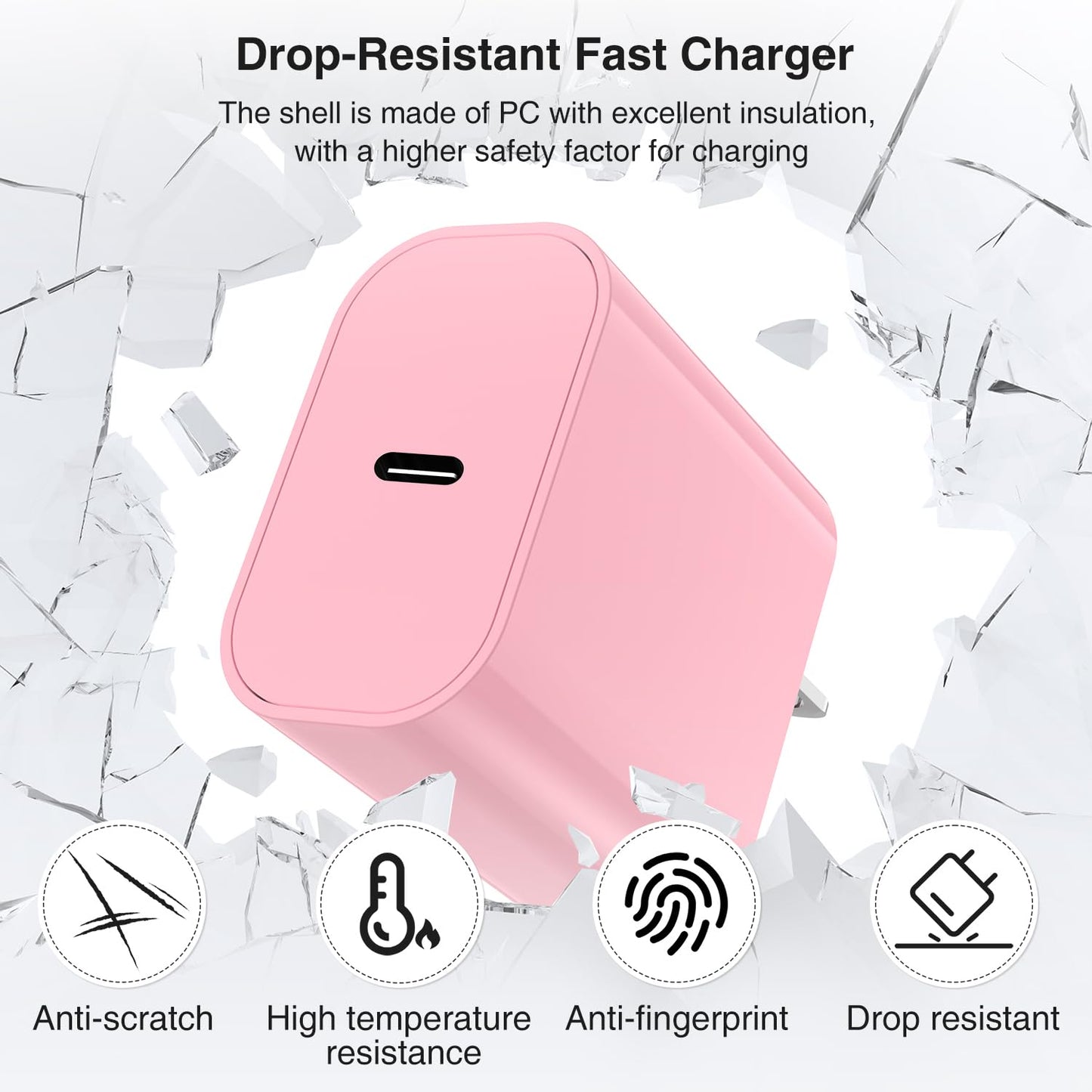iPhone 17 16 15 Charger Block and 10ft Type C to C Cable Cord Long, 20W USB C Fast Charging Plug for Apple iPhone 17 Pro Max/17 Air/16 Pro Max/16 Plus/15 Pro/15/AirPods/iPad/Mini Wall Cube Brick Box