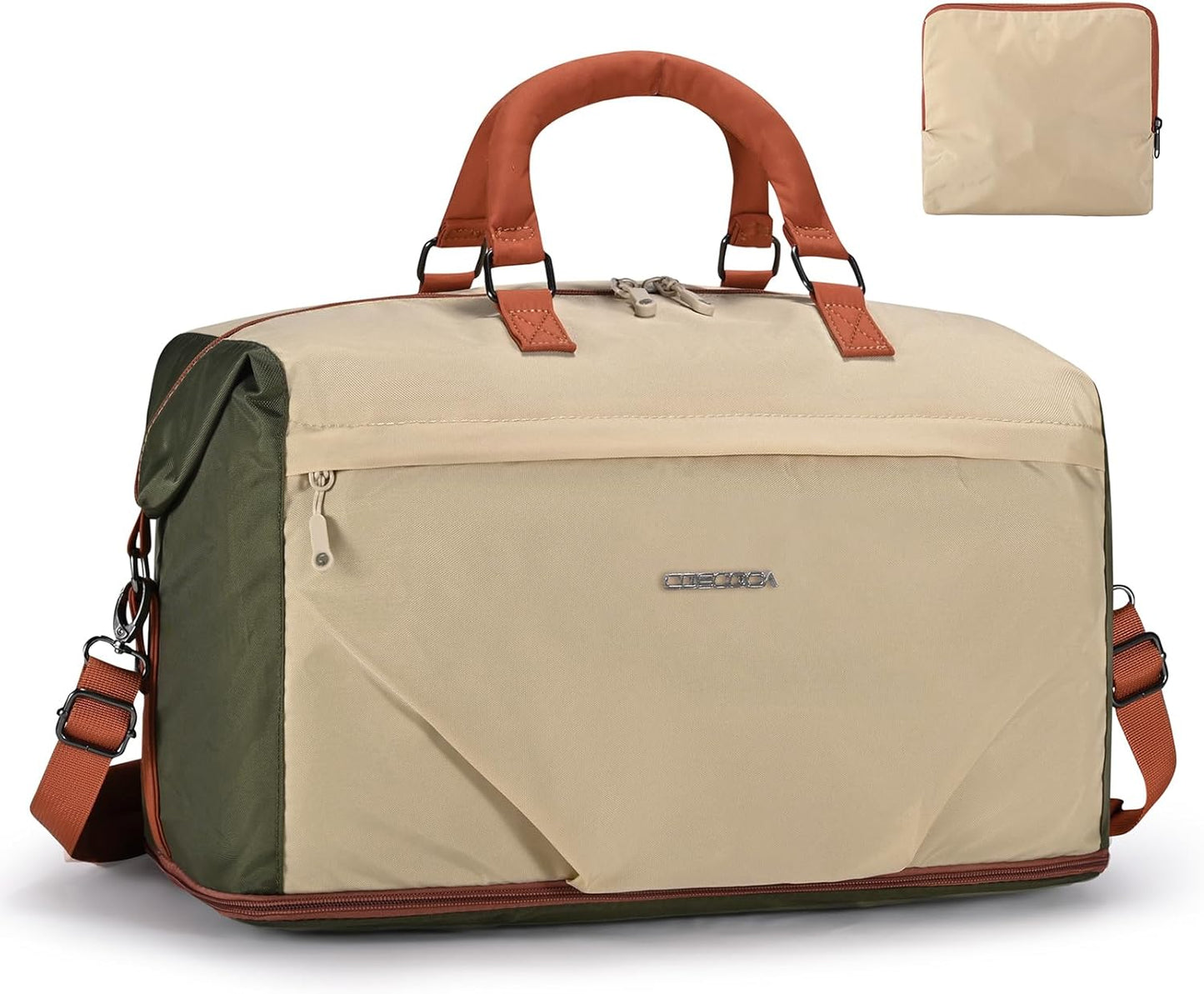 Spirit Airlines Personal Item Bag 18x14x8 Carry on Duffel Bag Weekender Travel Totes Bag with Wet Pocket Compartment for Sports,Gym,Overnight and Short Trip for Men & Women(Khaki)
