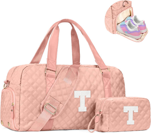 Personalized Duffle Bag Women Girls Gift: Letter Carry on bags, Dance Cheer bag Sports for Girl, Kid Gymnastics Bags, Birthday Gifts for Women Girls Kids Teens Mom Teacher