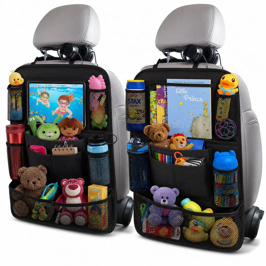 ULEEKA Car Backseat Organizer with 10" Table Holder, 9 Storage Pockets Seat Back Protectors Kick