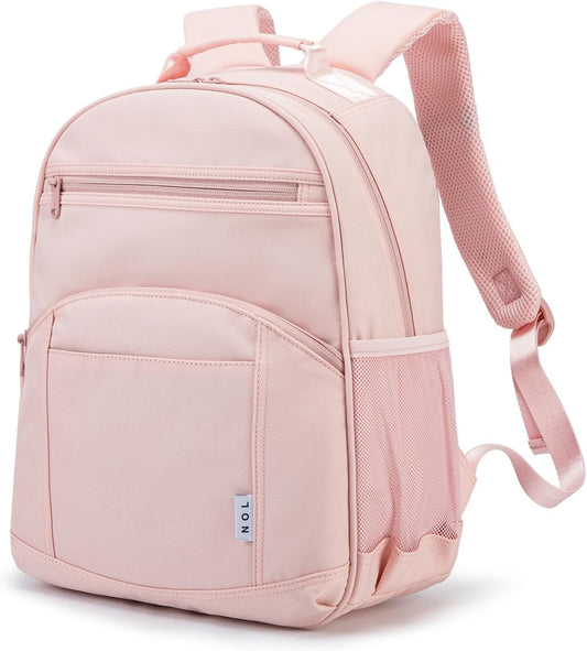 NOL Natural Organic Lifestyle Kids Backpack, School Backpacks for Teens Girls Boys, School Bookbag with Pencil Bag & Reflective Stripe for Elementary School - Pink
