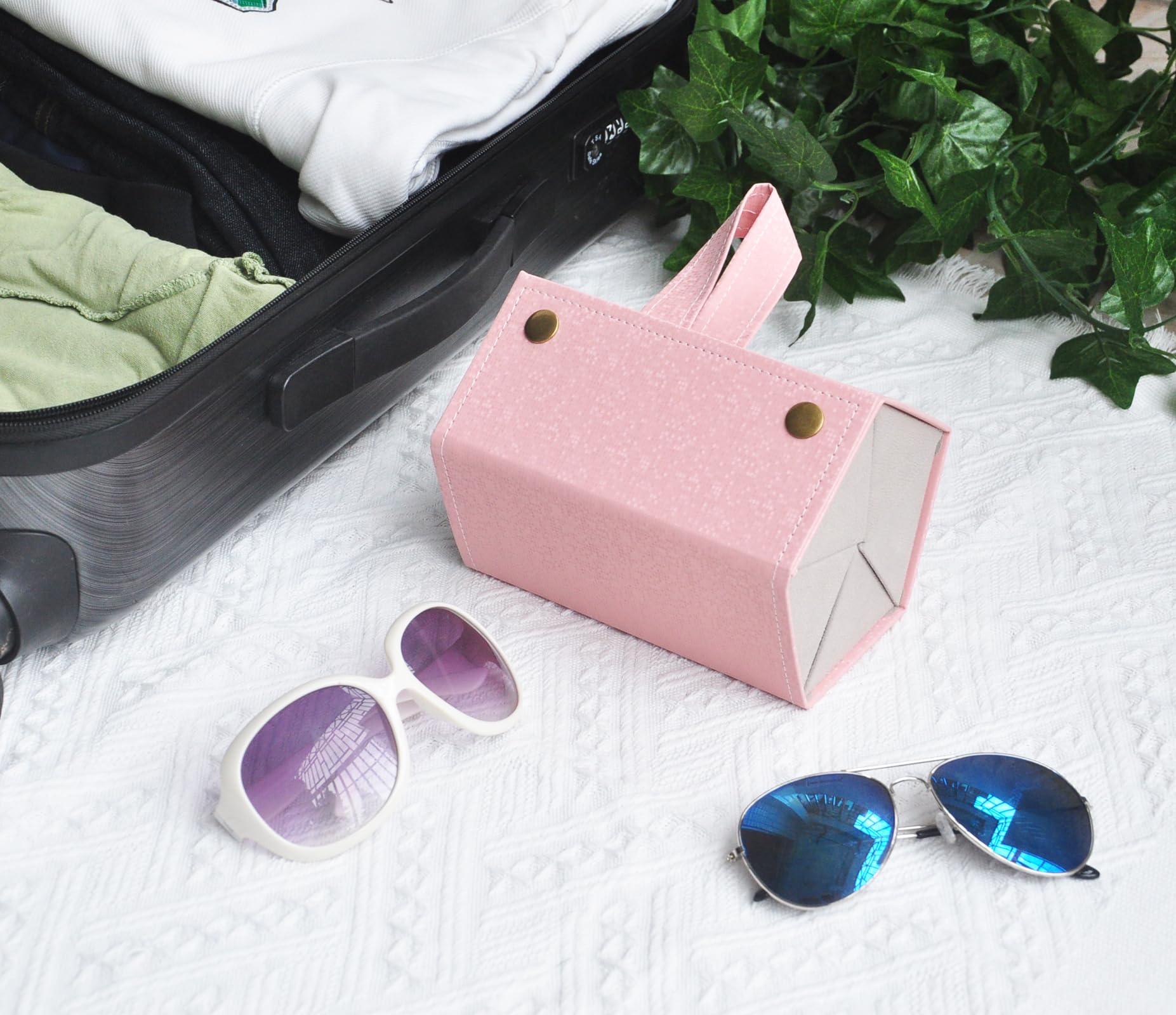 Kenpal Sunglasses Organizer Holder Glasses Storage Travel Case, Mosaic Pink