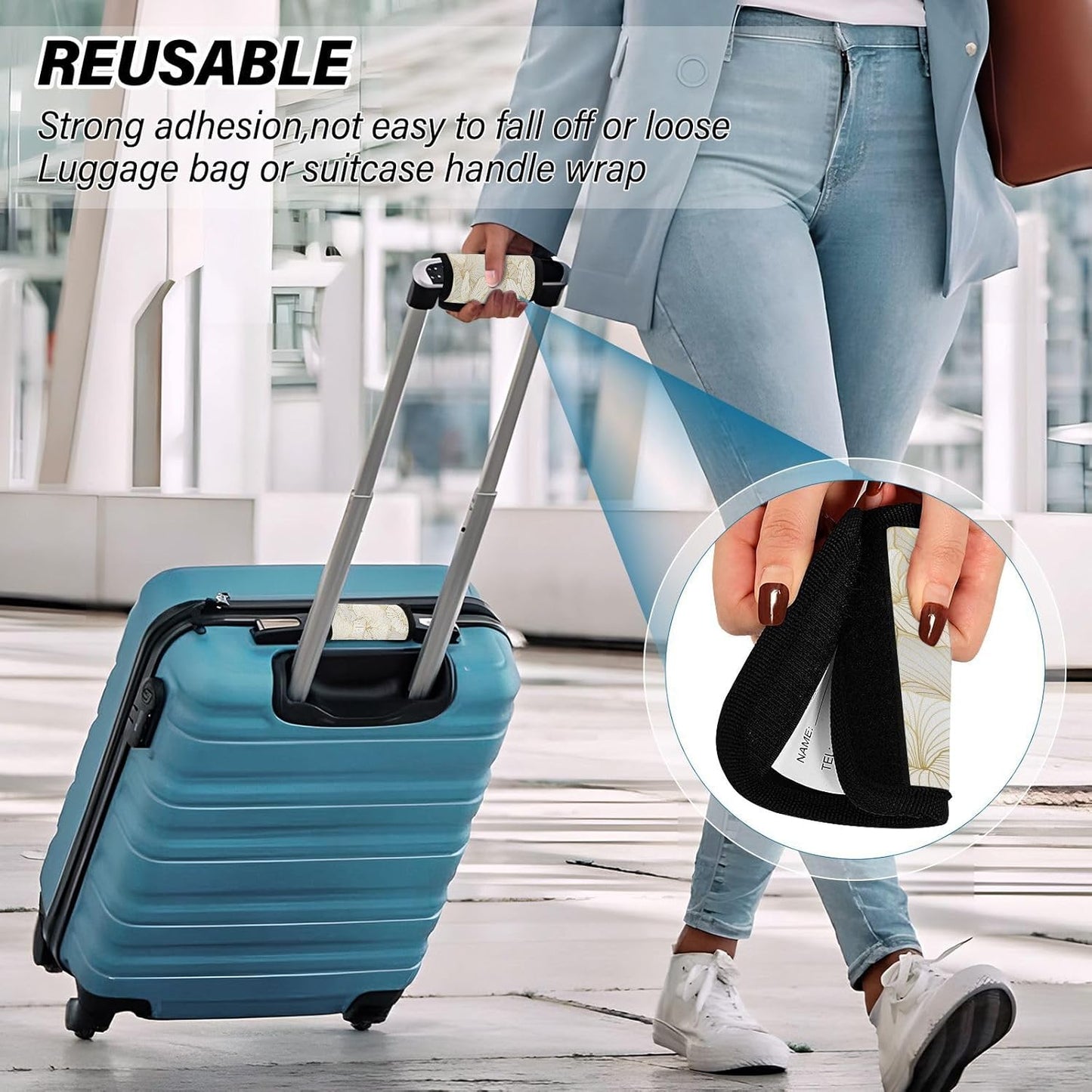 Gradient Golden Linear 4 Pack Luggage Handle Wraps Covers for Suitcase Identifiers Bag Tags Travel Accessories