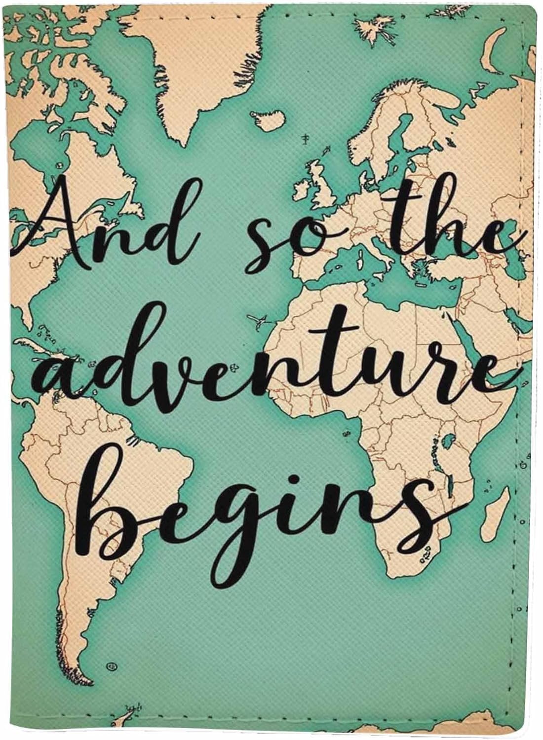 Creative Passport Holder for Travel and So the Adventure Begins PU Leather Passport Cover Wallet