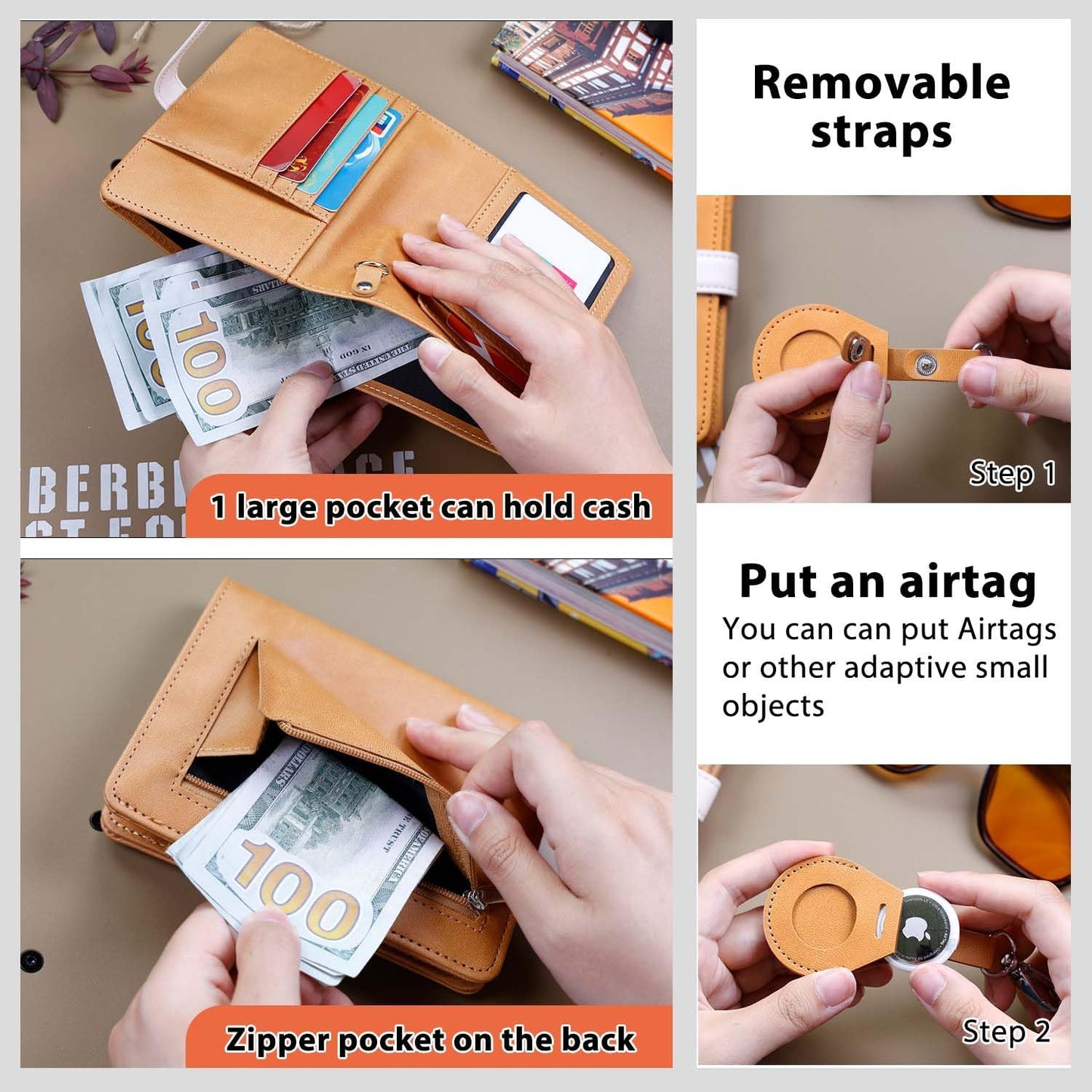 Passport Holder with Airtag for Women/Men,Airtag Passport Wallet for Travel,Cute Passport Holder Rfid Blocking,Travel Wallet for Cards Passport Cover Case (Coffee)
