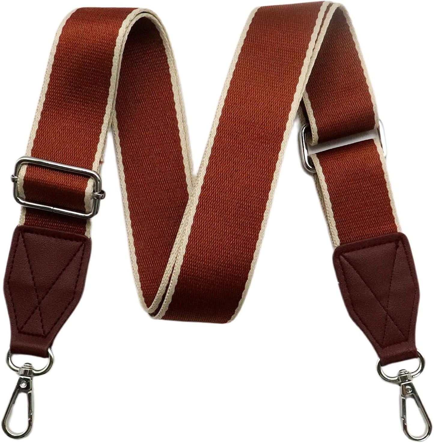Adjustable Red Purse Strap with Brown Leather End - 1.5" Wide Handbags, Camera, Guitar, Phone & Crossbody Bag Replacement Shoulder Straps(Silver Hardware)