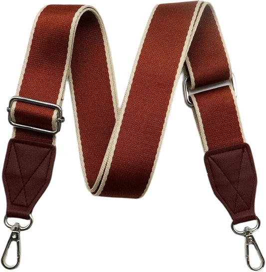 Adjustable Red Purse Strap with Brown Leather End - 1.5" Wide Handbags, Camera, Guitar, Phone & Crossbody Bag Replacement Shoulder Straps(Silver Hardware)