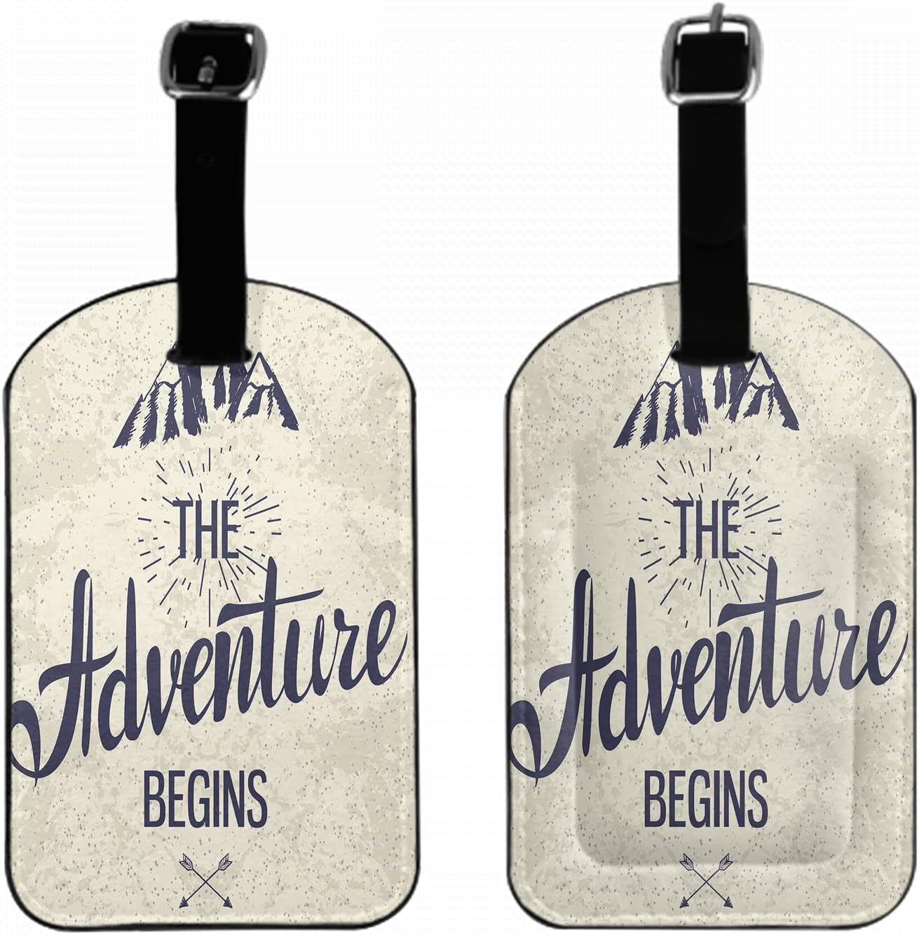 Inspirational Quotes Travel Baggage Bag Tags The Adventure Begins Mountain Luggage Tags Travel Suitcase Tags with Name ID Card for Luggage Suitcase Schoolbag Lunchbag, 1 Pack