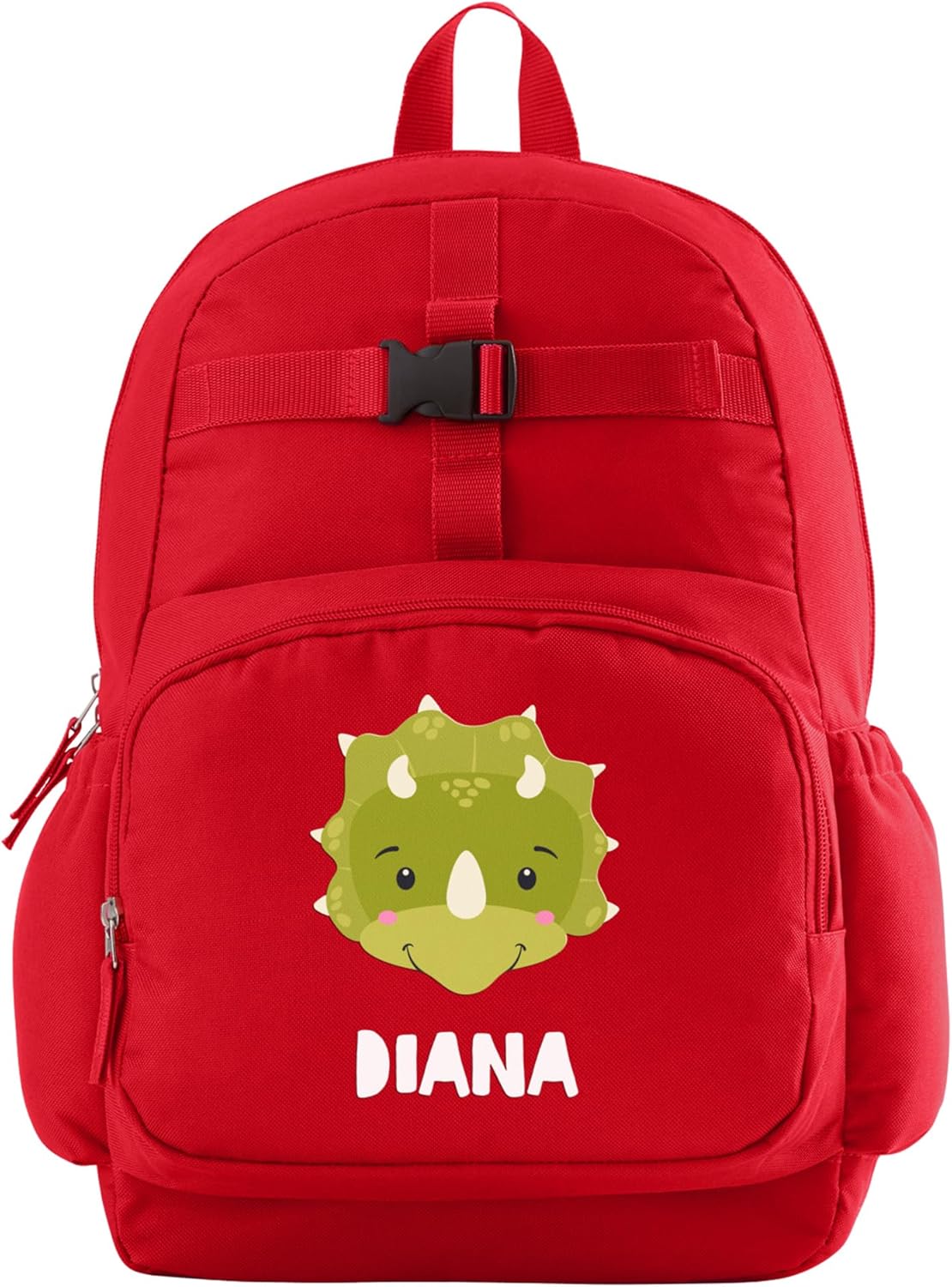 Let's Make Memories Personalized Kids Backpack - Backpack for School - For Animal Lovers - Back to School - Bookbag - Matching Lunchbox/Water Bottle Sold Separately - Red - Dinosaur